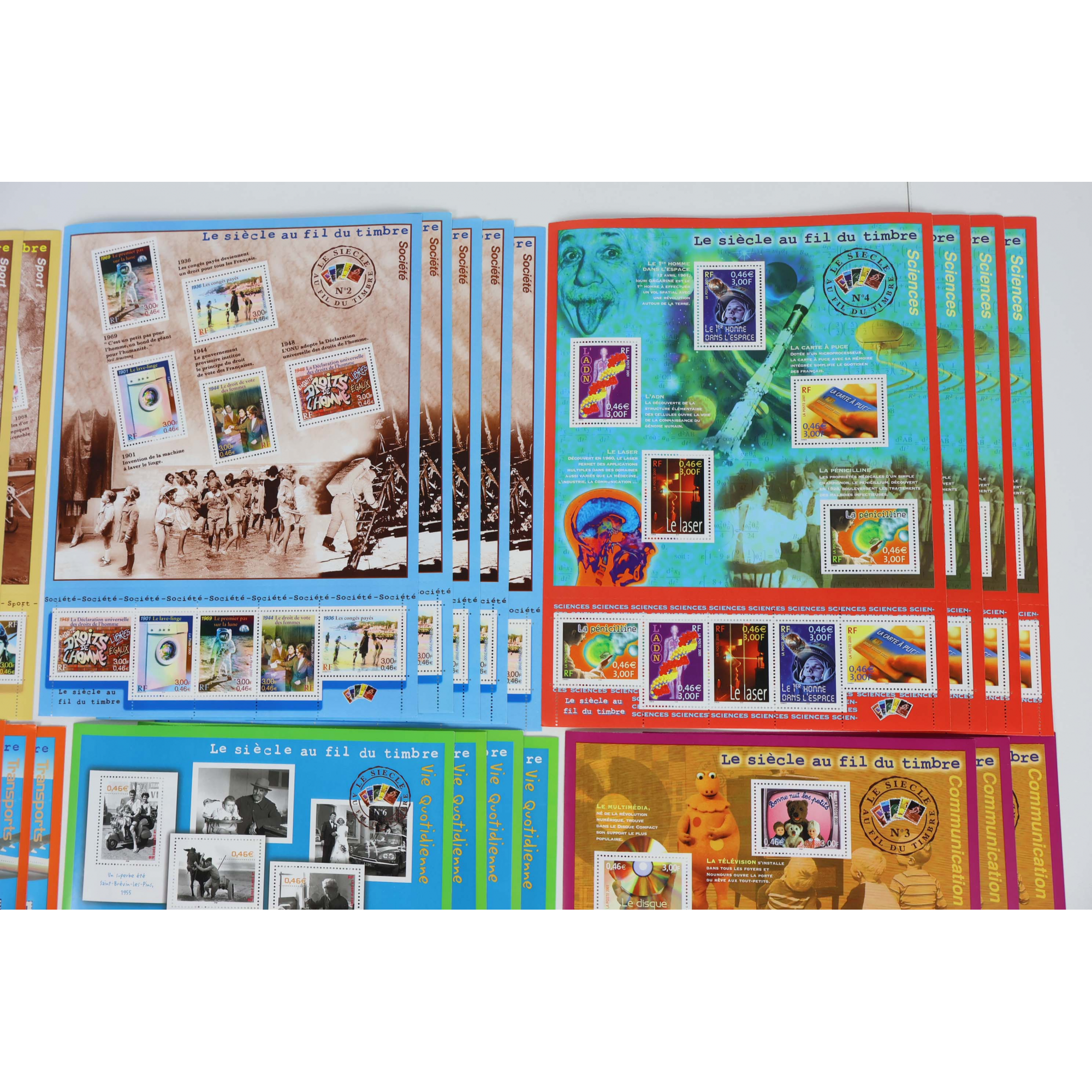 LOT DE 29 BLOCS-FEUILLETS DE FRANCE "LE SIÈCLE AU FIL DU TIMBRE" FACIALE 133€