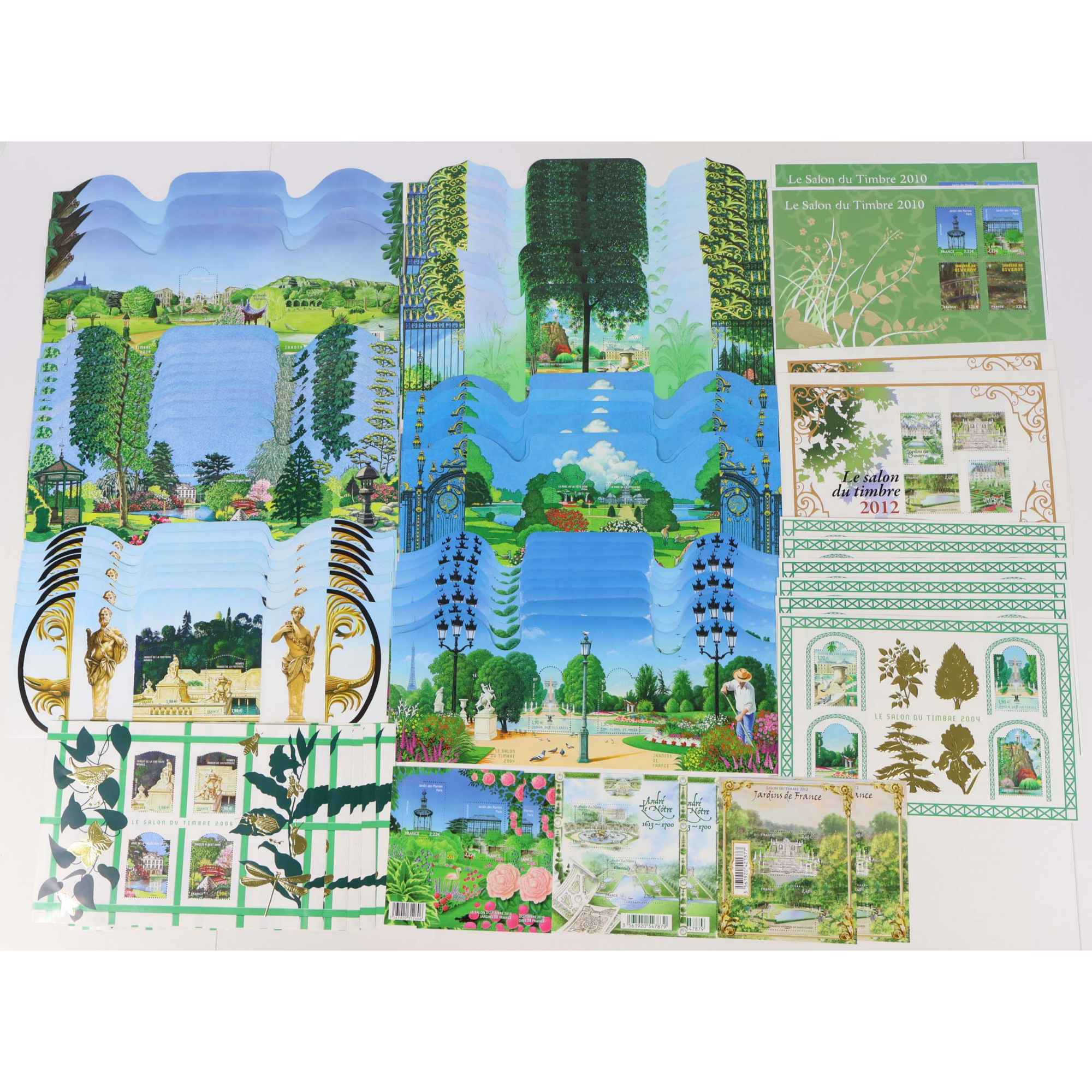 LOT DE BLOCS-FEUILLETS DE FRANCE "JARDINS DE FRANCE" TIMBRES NEUFS FACIALE 340€
