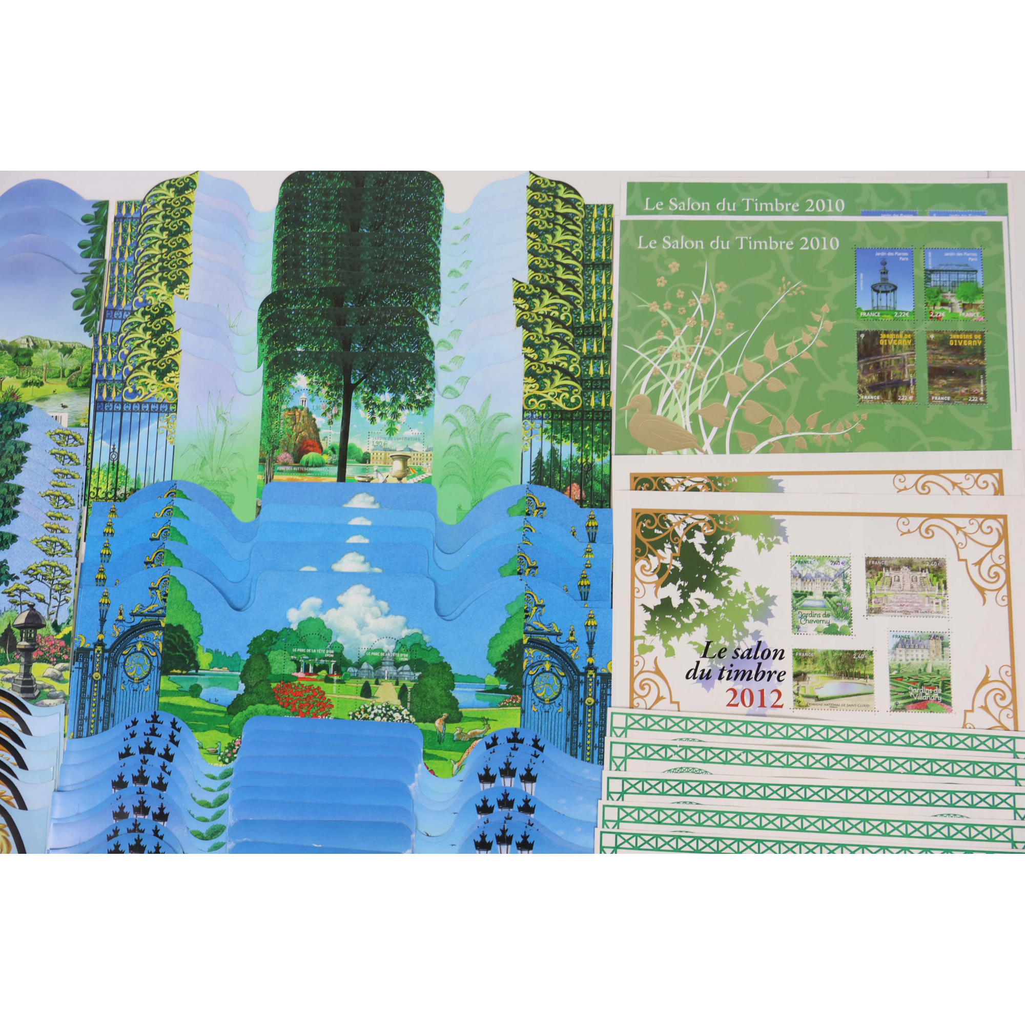 LOT DE BLOCS-FEUILLETS DE FRANCE "JARDINS DE FRANCE" TIMBRES NEUFS FACIALE 340€