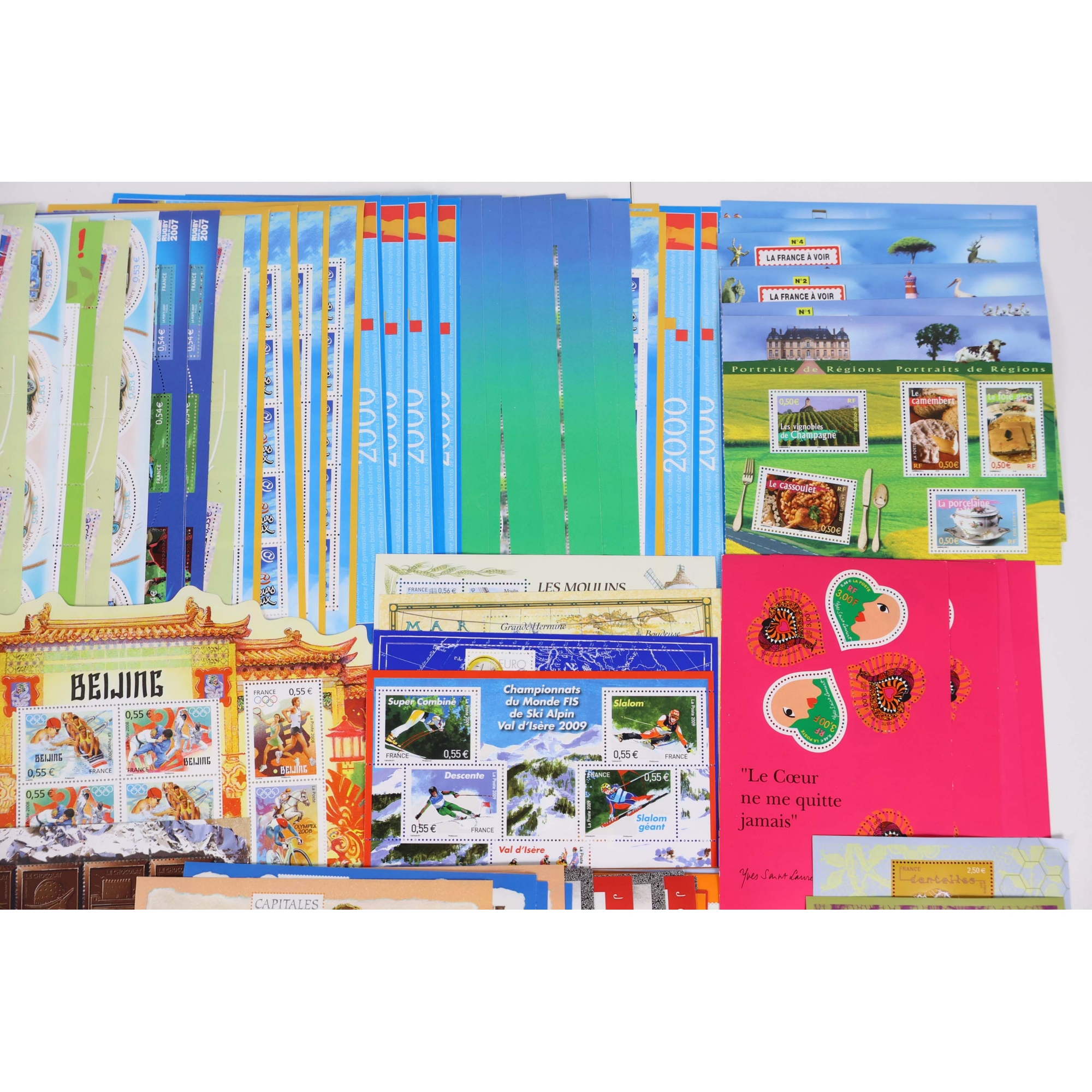LOT IMPORTANT DE BLOCS-FEUILLETS DE FRANCE EN EUROS TIMBRES NEUFS FACIALE 855€