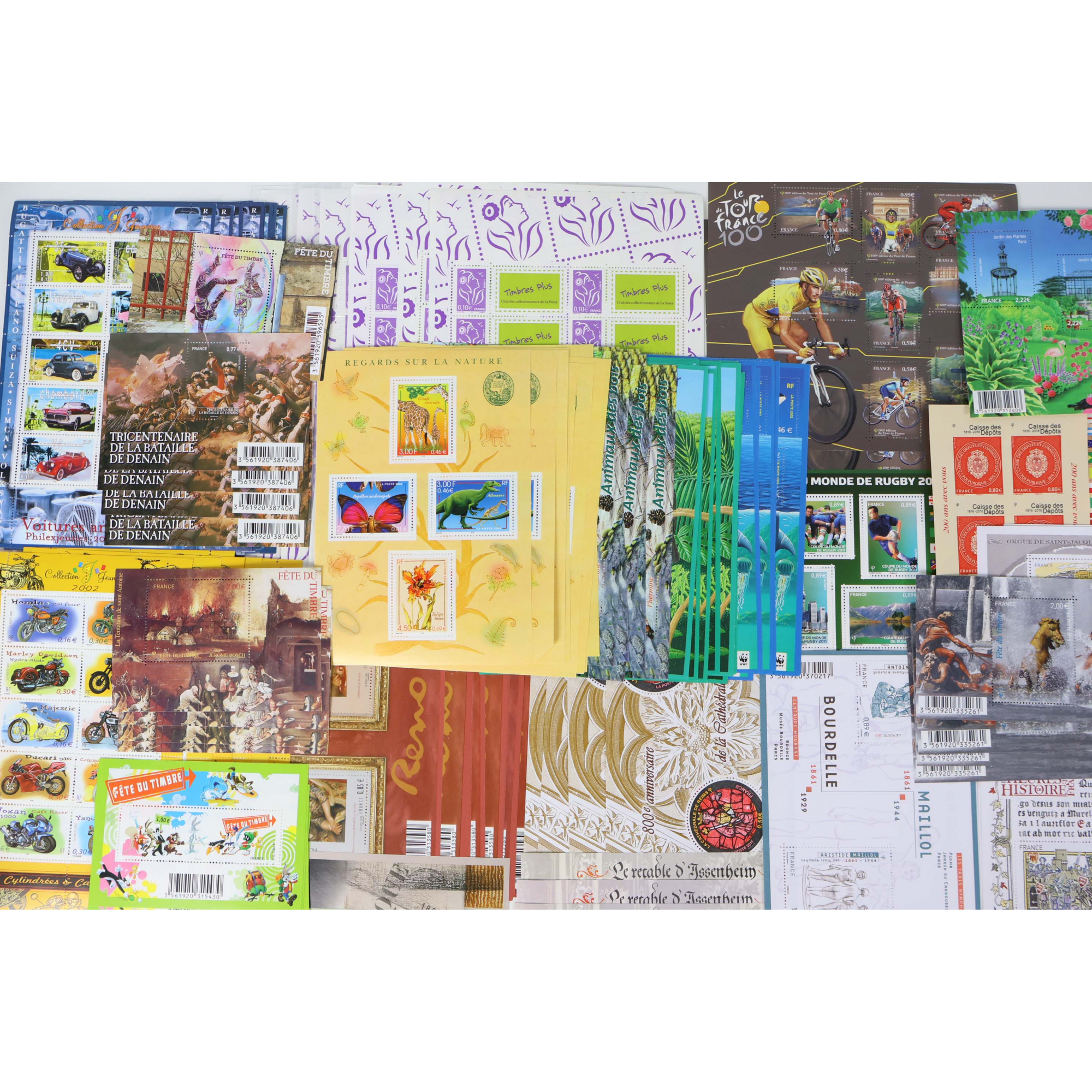 LOT IMPORTANT DE BLOCS-FEUILLETS DE FRANCE EN EUROS TIMBRES NEUFS FACIALE 760€
