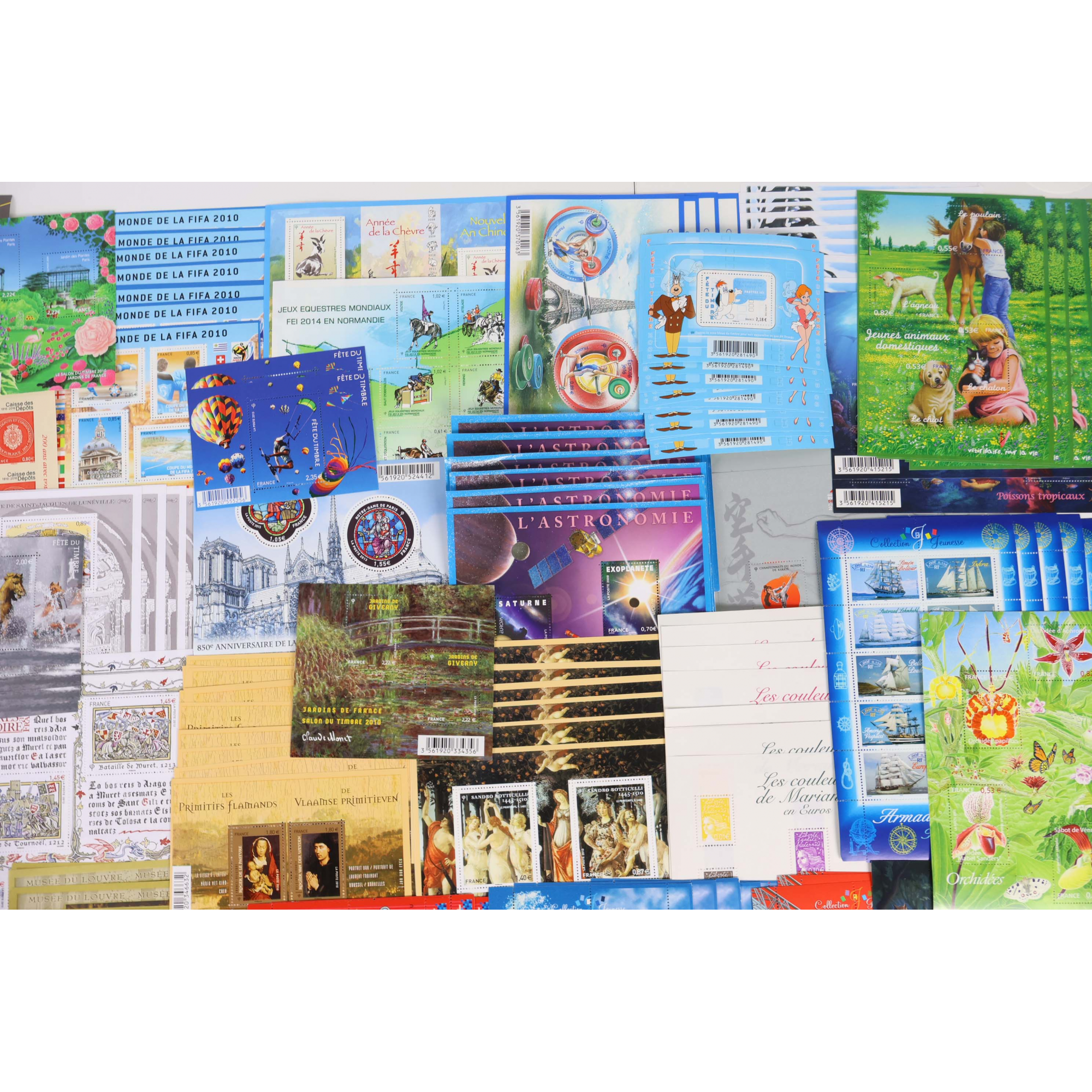 LOT IMPORTANT DE BLOCS-FEUILLETS DE FRANCE EN EUROS TIMBRES NEUFS FACIALE 760€