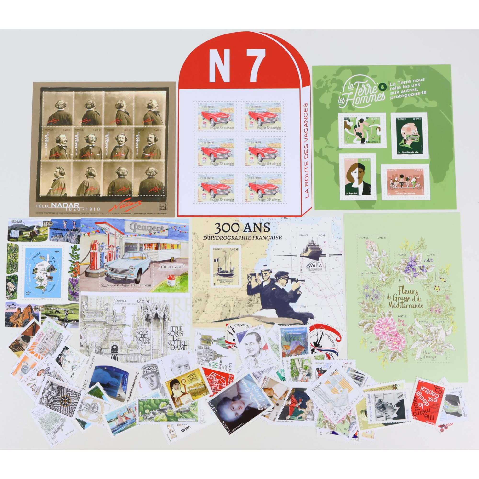 FRANCE LOT DE TIMBRES / BLOCS-FEUILLETS NEUFS** DE L'ANNÉE 2020 FACIALE 78€