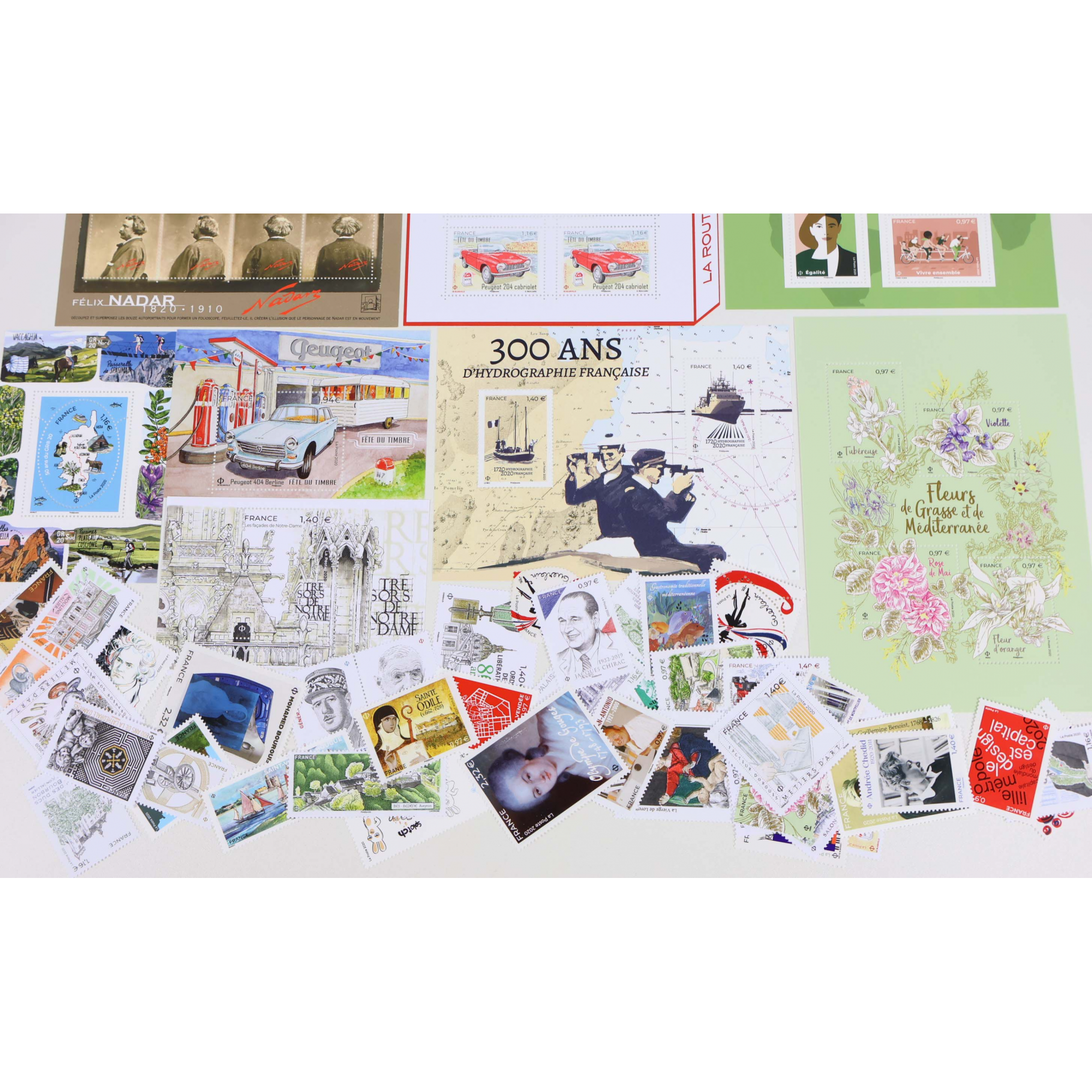 FRANCE LOT DE TIMBRES / BLOCS-FEUILLETS NEUFS** DE L'ANNÉE 2020 FACIALE 78€