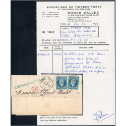 FRANCE LETTRE CLASSIQUE AVEC N°14d SIGNÉ AVEC CERTIFICAT CALVES, COTE 750€