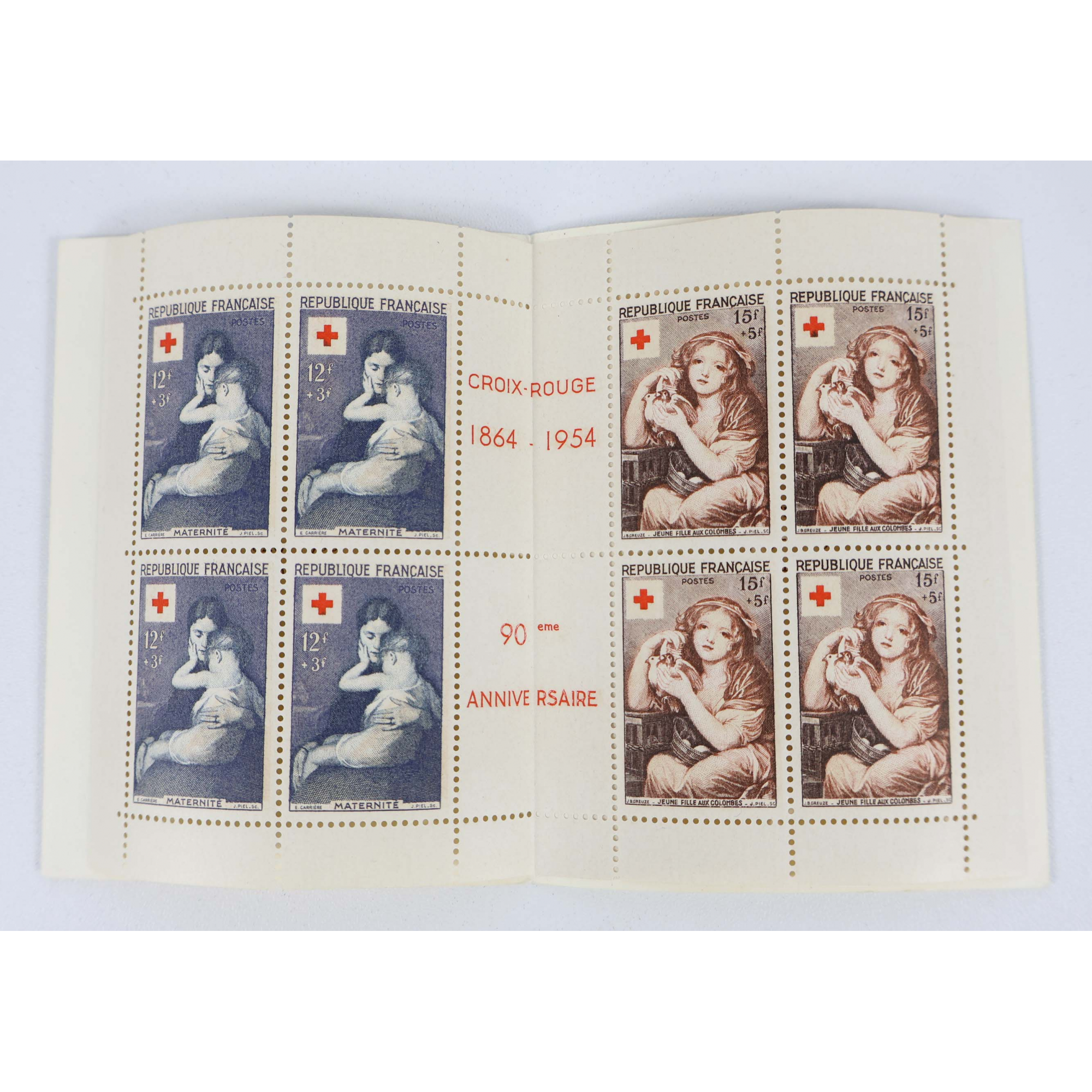 FRANCE CARNET CROIX-ROUGE COMPLET 1954 N°2003 BELLE QUALITÉ COTE 180€