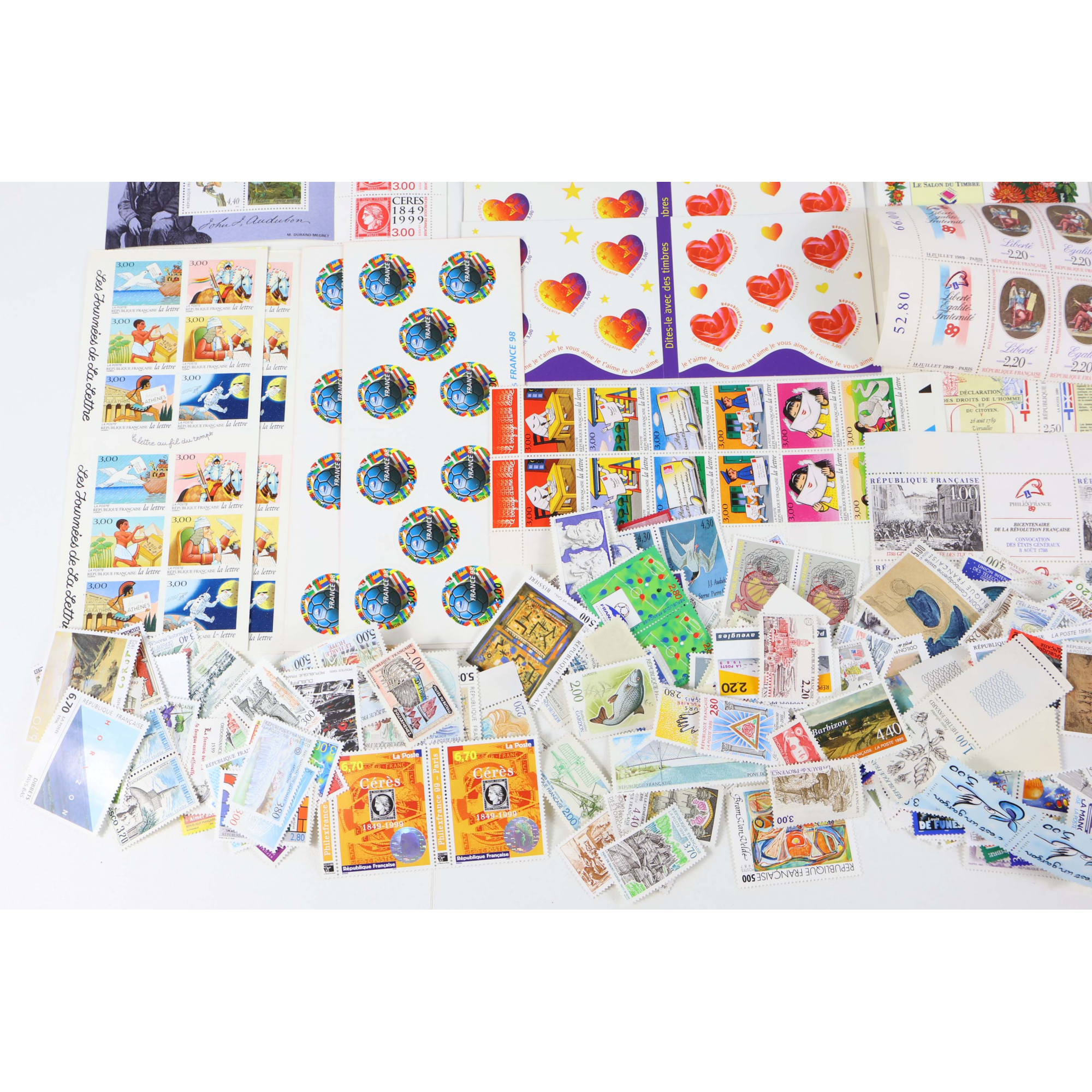 FRANCE LOT DE TIMBRES/CARNETS/BLOCS EN FRANCS DE ANNÉES 80/90 FACIALE 3635FFr
