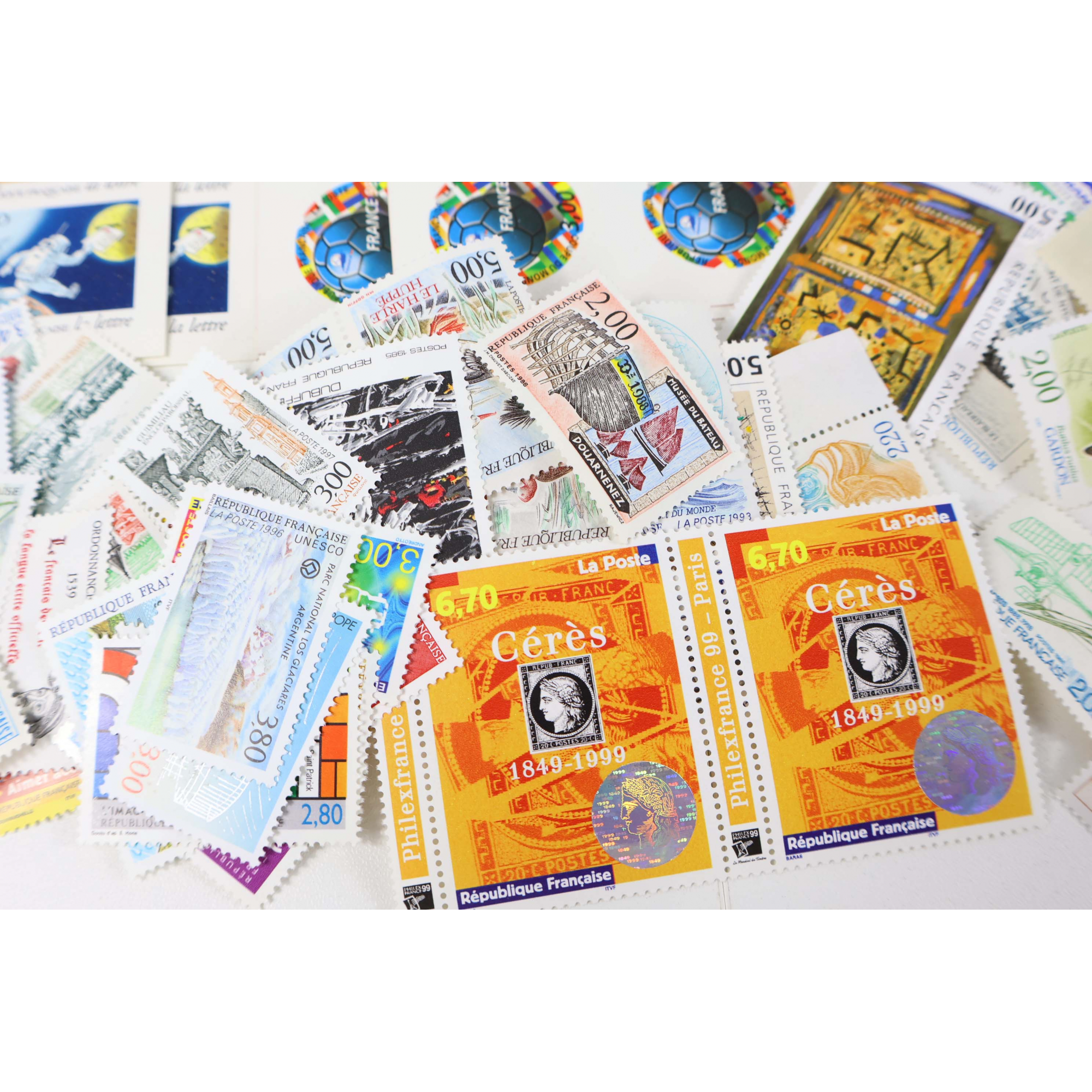 FRANCE LOT DE TIMBRES/CARNETS/BLOCS EN FRANCS DE ANNÉES 80/90 FACIALE 3635FFr