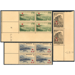 MONACO COIN DATÉ N°210 À 212 CROIX-ROUGE TIMBRES NEUFS AVEC HUMIDITÉ COTE 380€