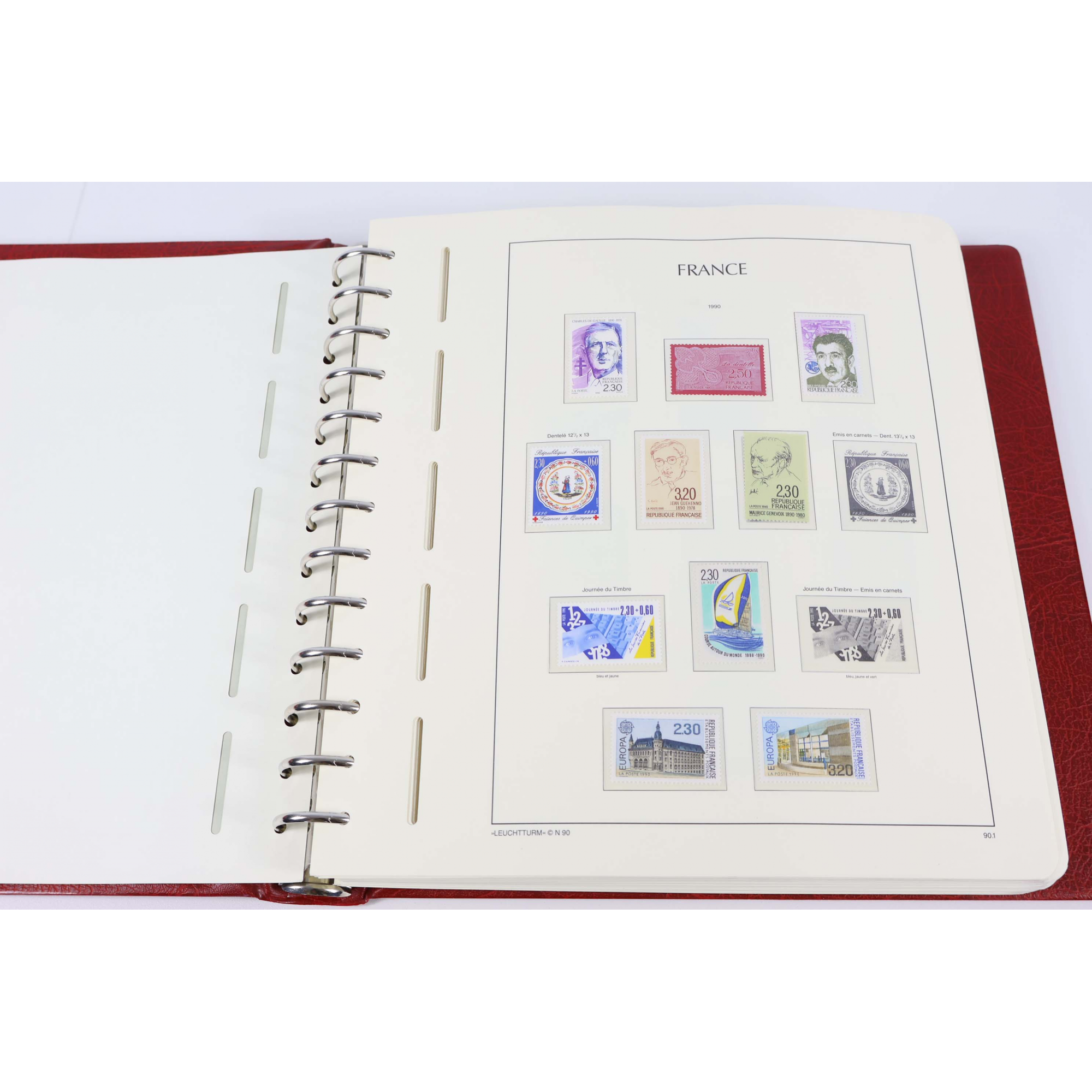 COLLECTION IMP DE FRANCE DE 1990 À 2000 TIMBRES NEUFS CLASSEUR LEUCHTTURM