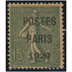 FRANCE PRÉOBLITÉRÉ N°25 TIMBRE NEUF SIGNÉ CALVES "PARIS POSTE 1920", COTE 130€