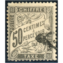 FRANCE TIMBRE-TAXE N°20 TIMBRE CLASSIQUE OBLITÉRÉ ANNÉE 1892, COTE 240€