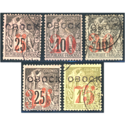 OBOCK N°26 À 30 TIMBRES OBLITÉRÉS DES COLONIES FRANÇAISES, BELLE COTE 610€