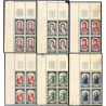 FRANCE BLOCS DE 4 TIMBRES N°867/872 NEUFS SÉRIE COMPLÈTE AVEC ROUSSEURS