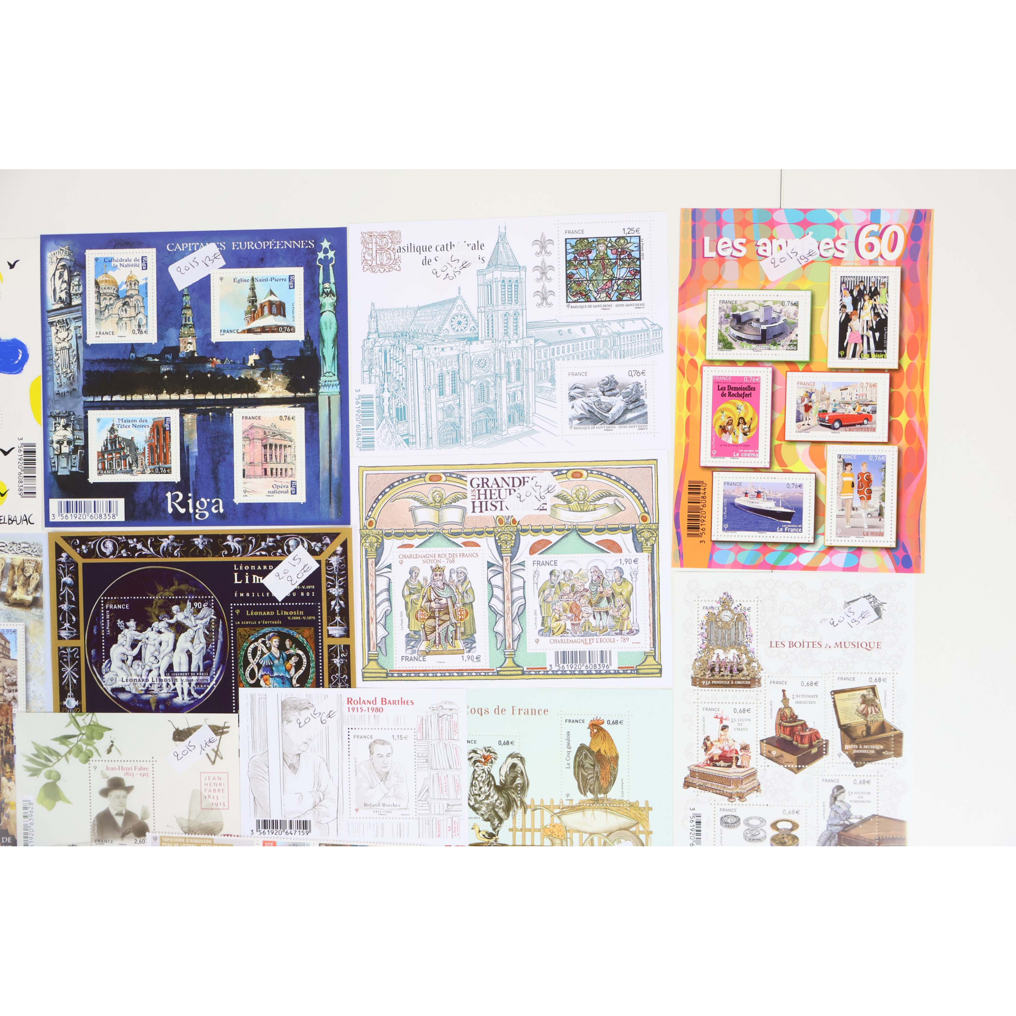 FRANCE ANNÉE 2015 TIMBRES-POSTE/BLOCS-FEUILLETS/PA TIMBRES NEUFS** FACIALE 96€