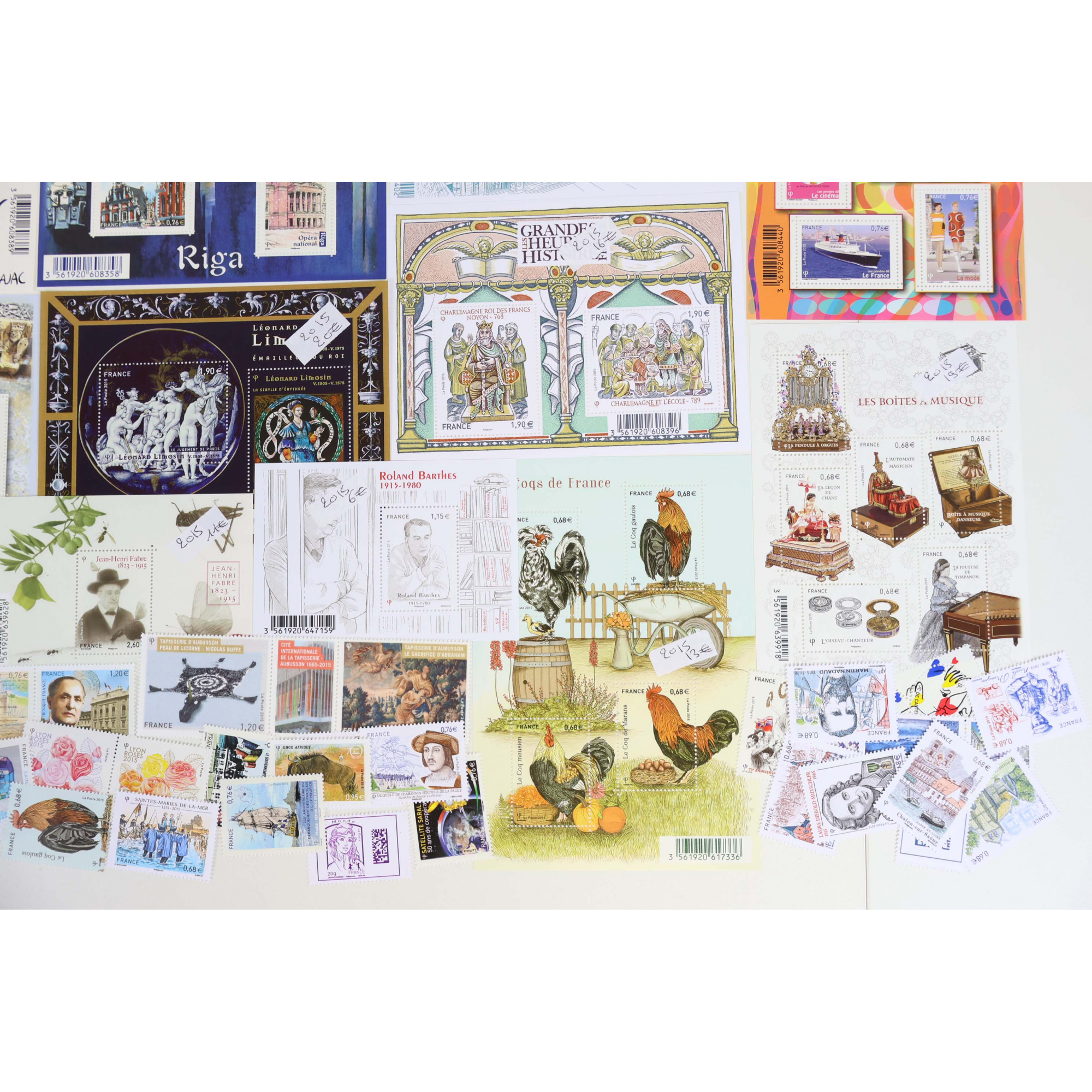 FRANCE ANNÉE 2015 TIMBRES-POSTE/BLOCS-FEUILLETS/PA TIMBRES NEUFS** FACIALE 96€