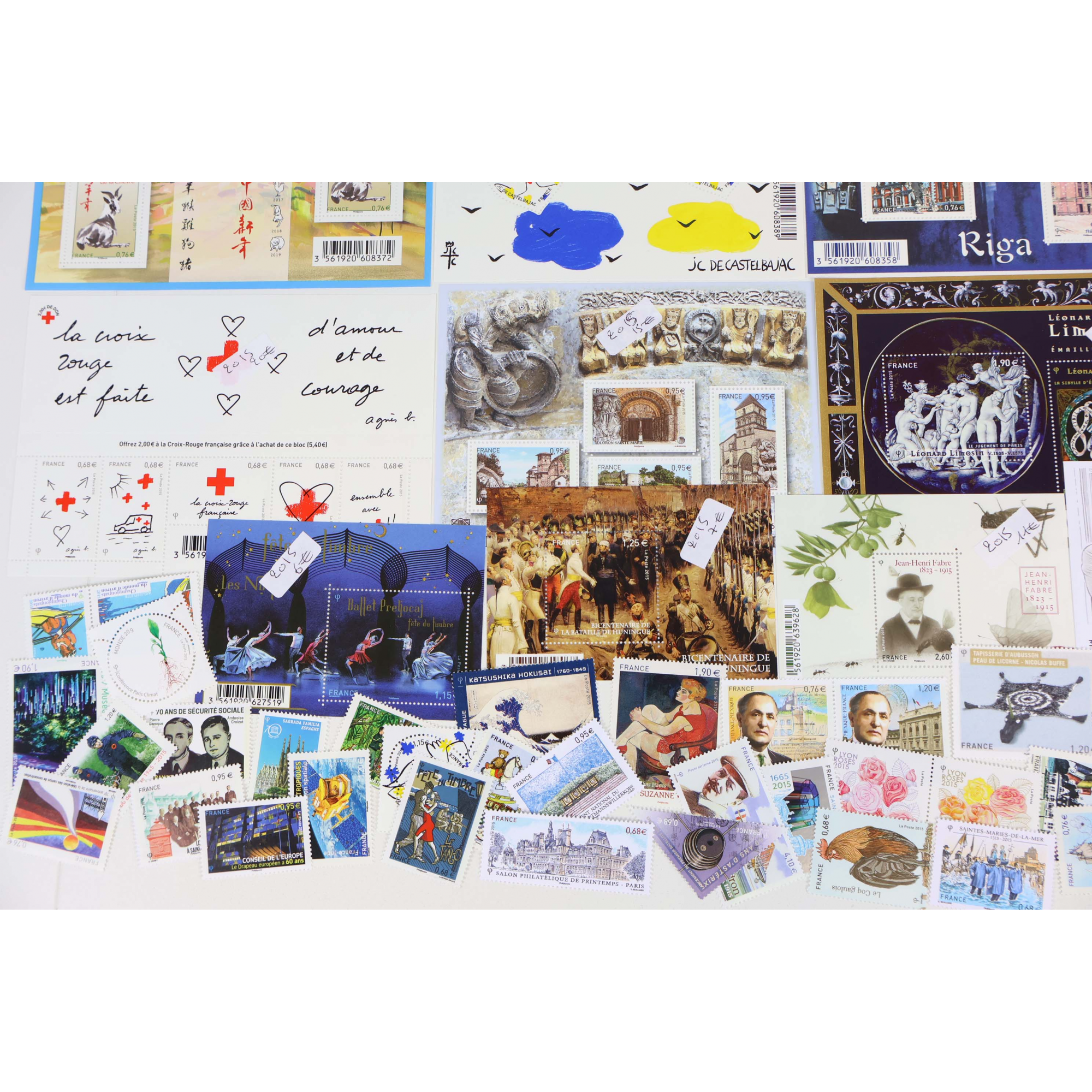 FRANCE ANNÉE 2015 TIMBRES-POSTE/BLOCS-FEUILLETS/PA TIMBRES NEUFS** FACIALE 96€