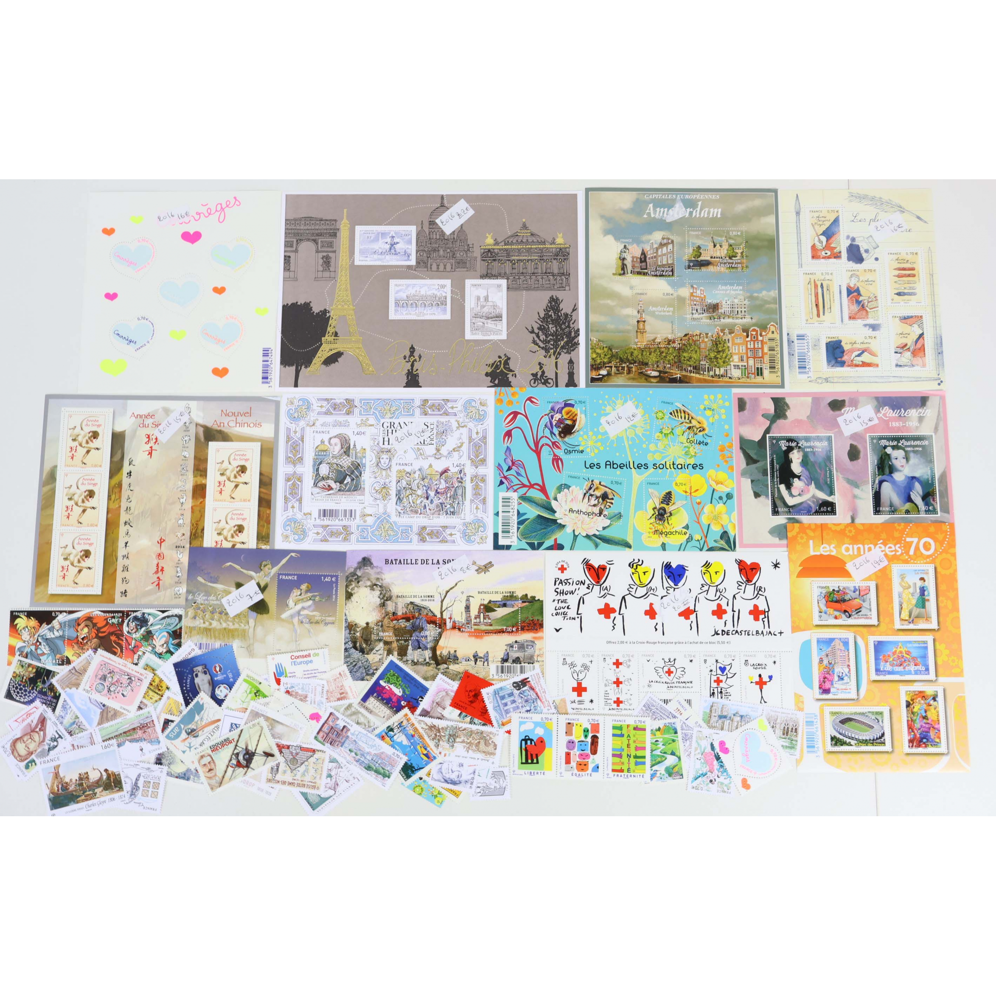 FRANCE ANNÉE 2016 TIMBRES-POSTE/BLOCS-FEUILLETS/PA TIMBRES NEUFS** FACIALE 111€