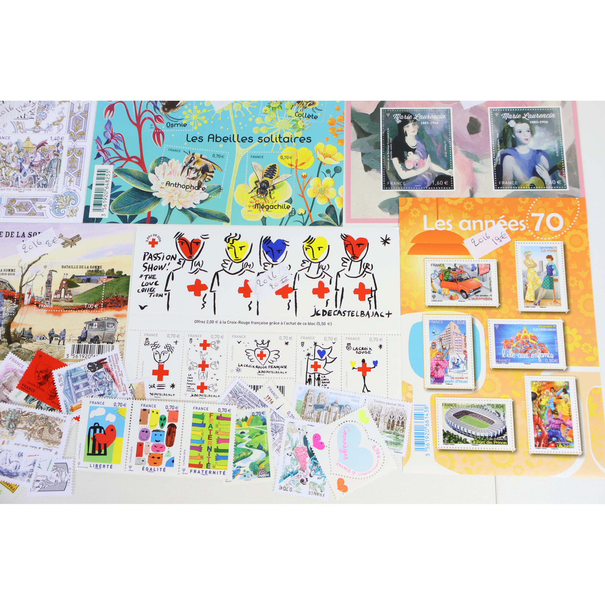 FRANCE ANNÉE 2016 TIMBRES-POSTE/BLOCS-FEUILLETS/PA TIMBRES NEUFS** FACIALE 111€