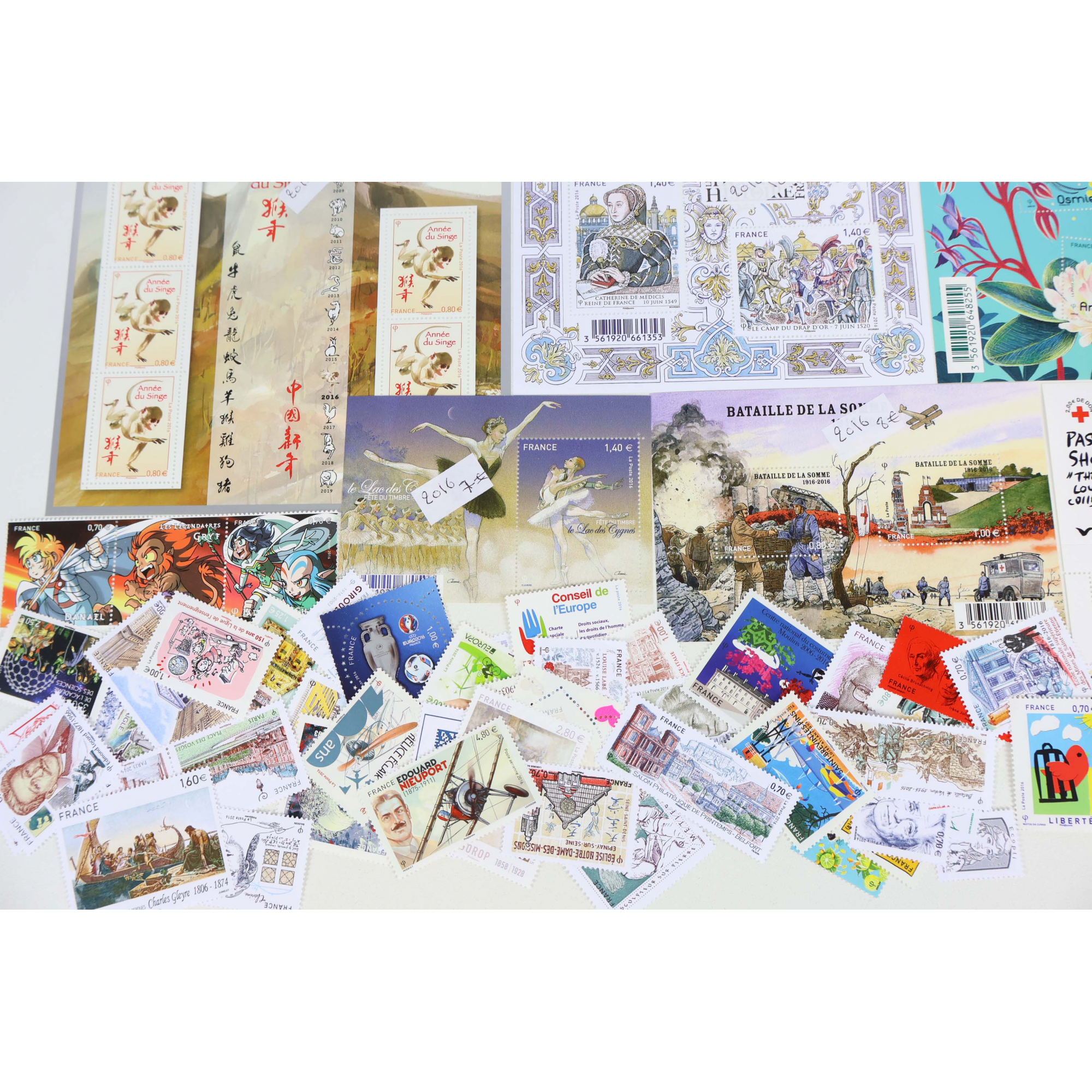 FRANCE ANNÉE 2016 TIMBRES-POSTE/BLOCS-FEUILLETS/PA TIMBRES NEUFS** FACIALE 111€