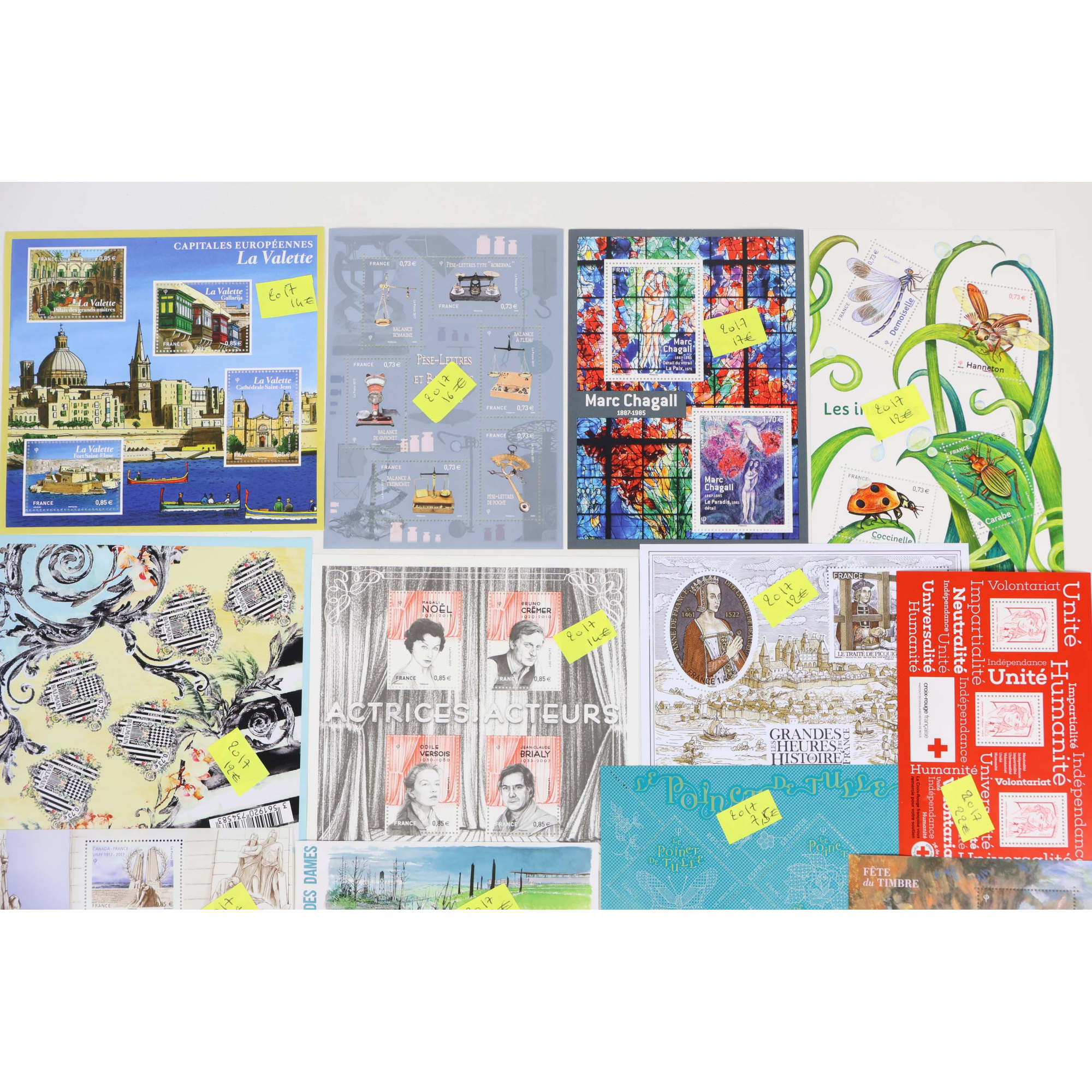 FRANCE ANNÉE 2017 TIMBRES-POSTE/BLOCS-FEUILLETS/PA TIMBRES NEUFS** FACIALE 90€