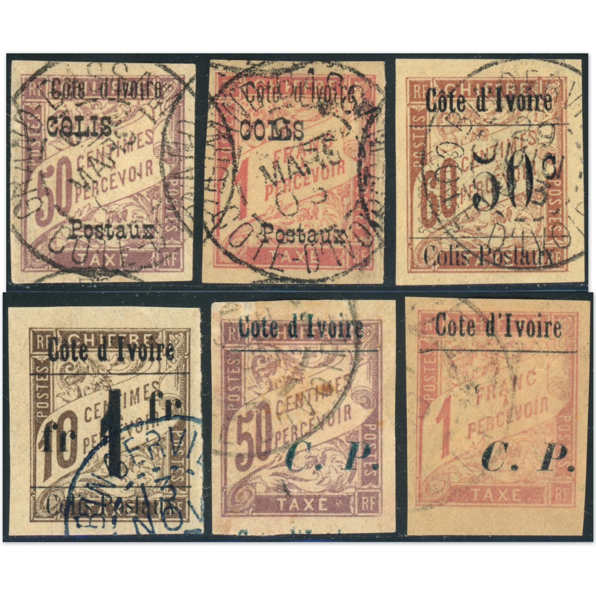 COTE D'IVOIRE LOT DE COLIS POSTAUX OBLITÉRÉS COTE 393€ ANCIENNES COLONIES FR
