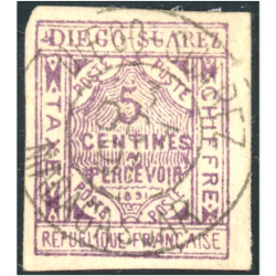 DIEGO-SUAREZ TIMBRE-TAXE N°1, TIMBRE OBLITÉRÉ COTE 160€ ANNÉE 1891 COLONIES FR