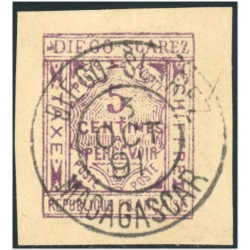 DIEGO-SUAREZ TIMBRE-TAXE N°1, TIMBRE OBLITÉRÉ COTE 160€ SIGNÉ JF BRUN ANNÉE 1891