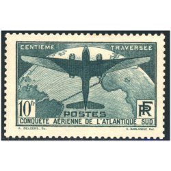 FRANCE N°321 TIMBRES NEUF SIGNÉ CALVES, 10FR ATLANTIQUE, LÉGÈRES ROUSSEURS