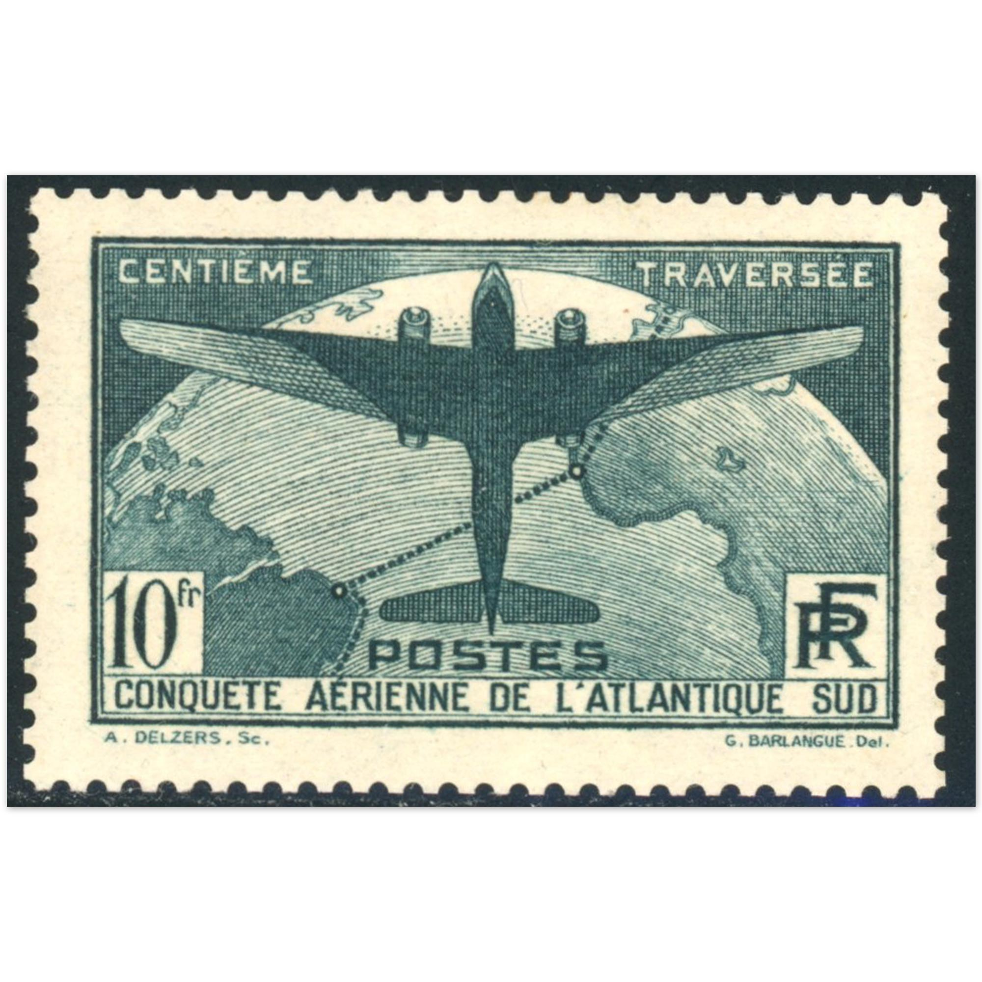 FRANCE N°321 TIMBRES NEUF SIGNÉ CALVES, 10FR ATLANTIQUE, LÉGÈRES ROUSSEURS