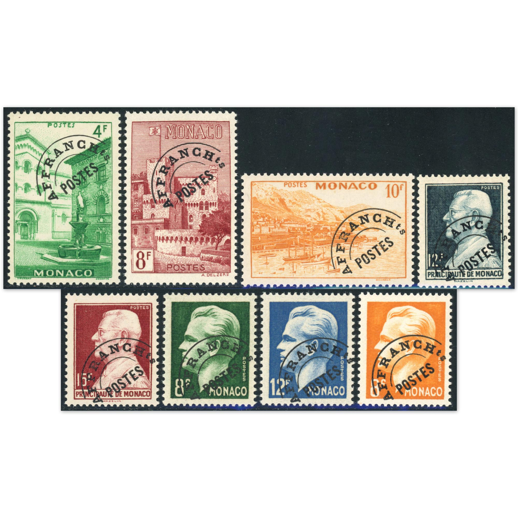 MONACO PRÉOBLITÉRÉS N°3 À 10 TIMBRES NEUFS** ANNÉE 1948-51 COTE 206€