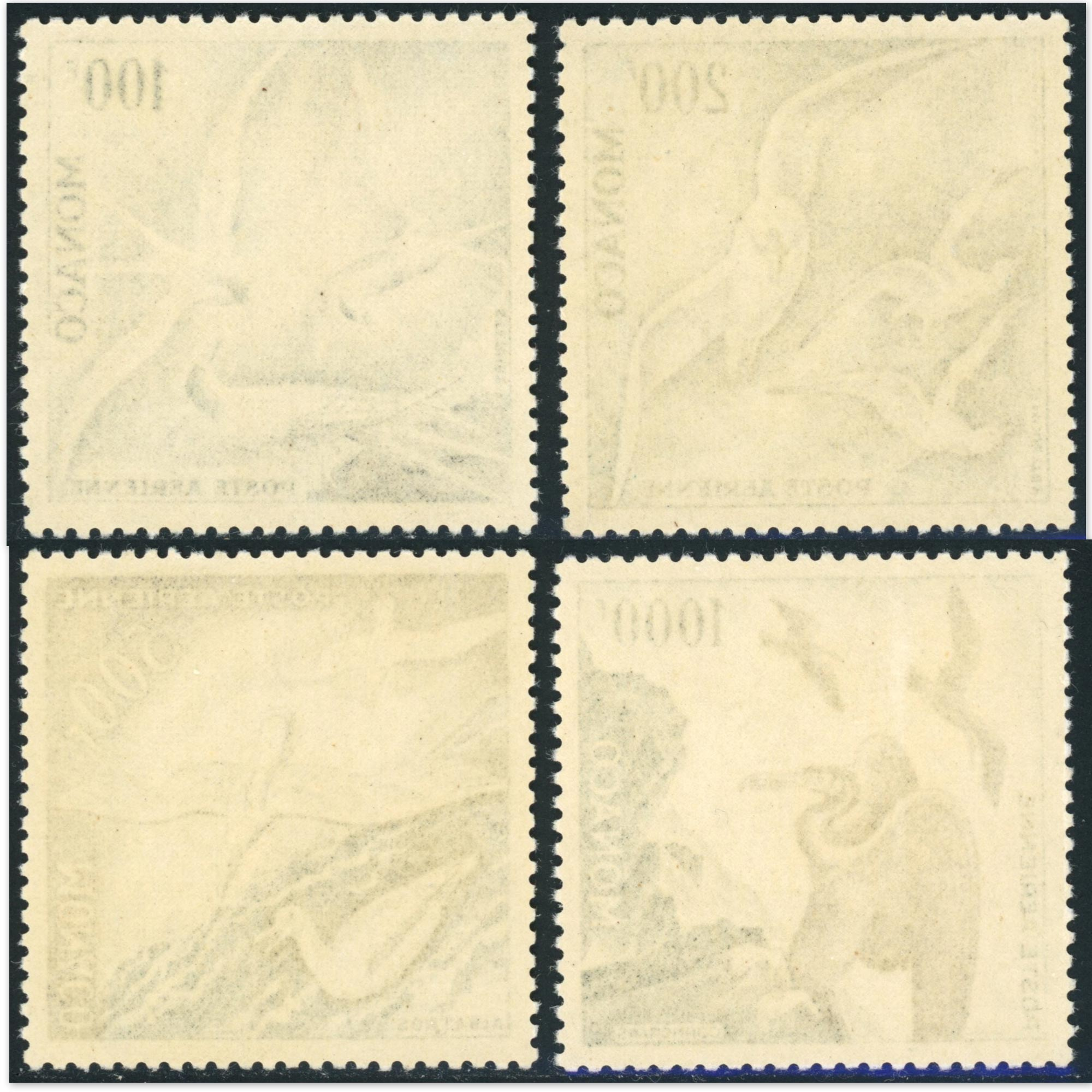 MONACO POSTE AÉRIENNE N°55 À 58 OISEAUX DE MER TIMBRES NEUFS** COTE 575€