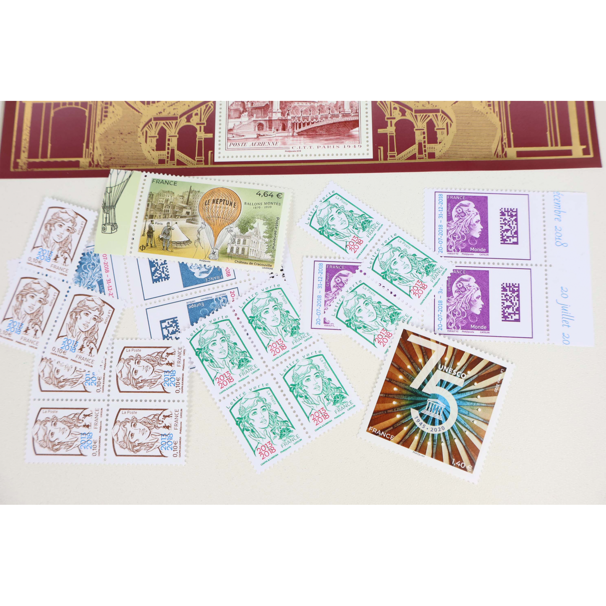 FRANCE LOT ANNÉE 2018 TIMBRES ET BLOCS-FEUILLETS DE FRANCE NEUFS** FACIALE 51€