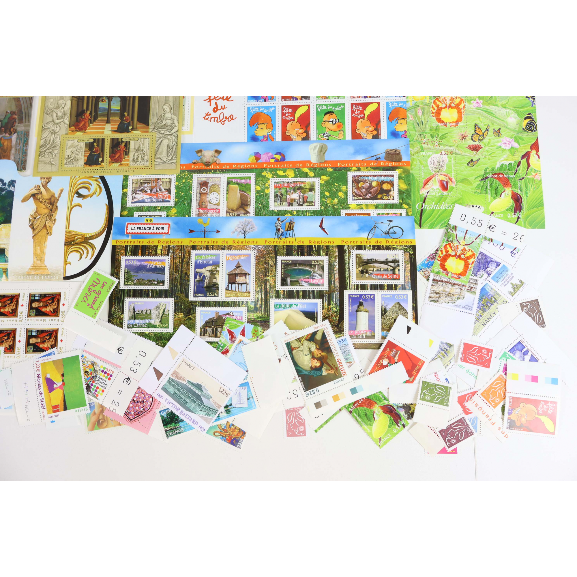 FRANCE LOT ANNÉE 2005 TIMBRES/BLOCS-FEUILLETS/CARNETS DE FRANCE FACIALE 125€
