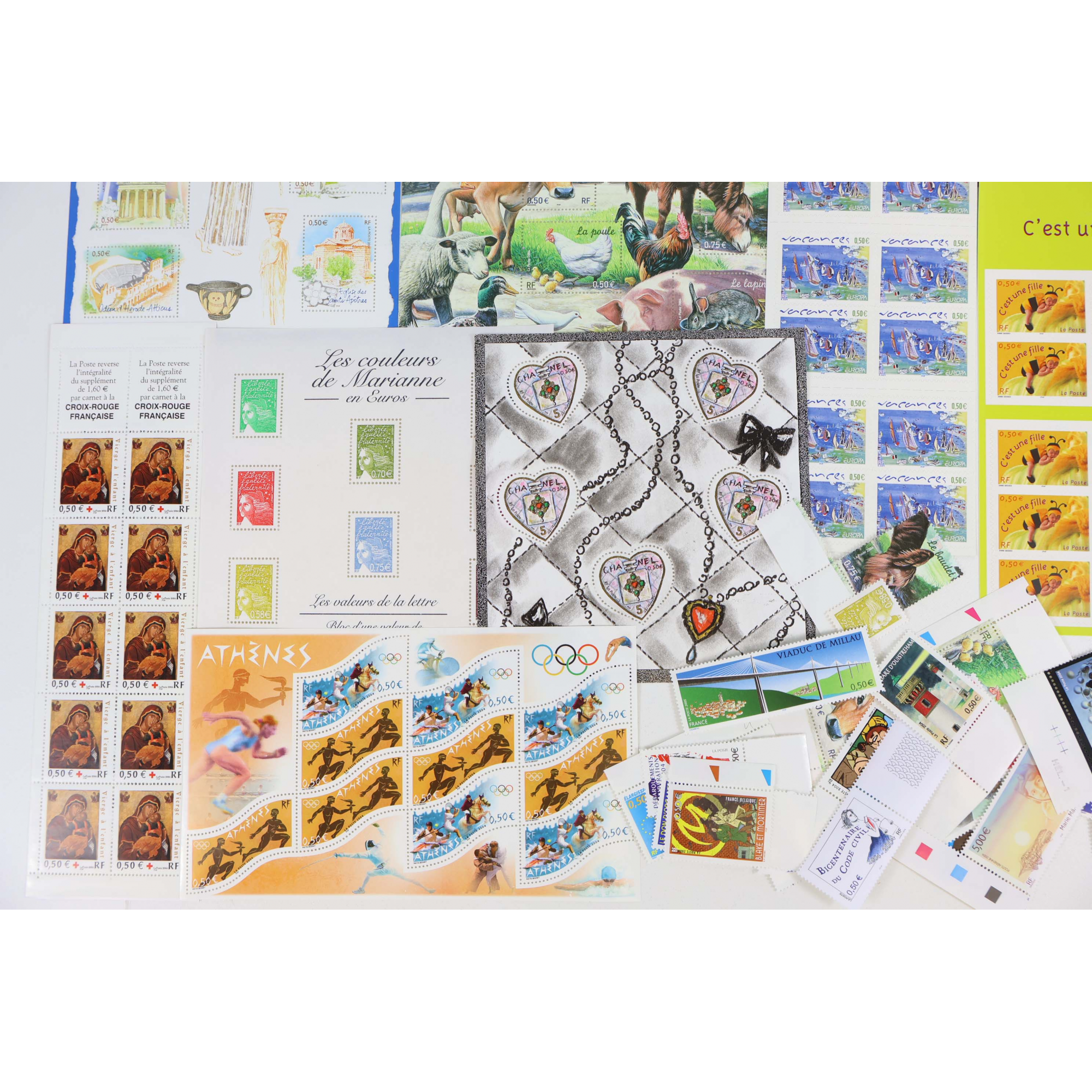 FRANCE LOT ANNÉE 2004 TIMBRES/BLOCS-FEUILLETS/CARNETS DE FRANCE FACIALE 110€