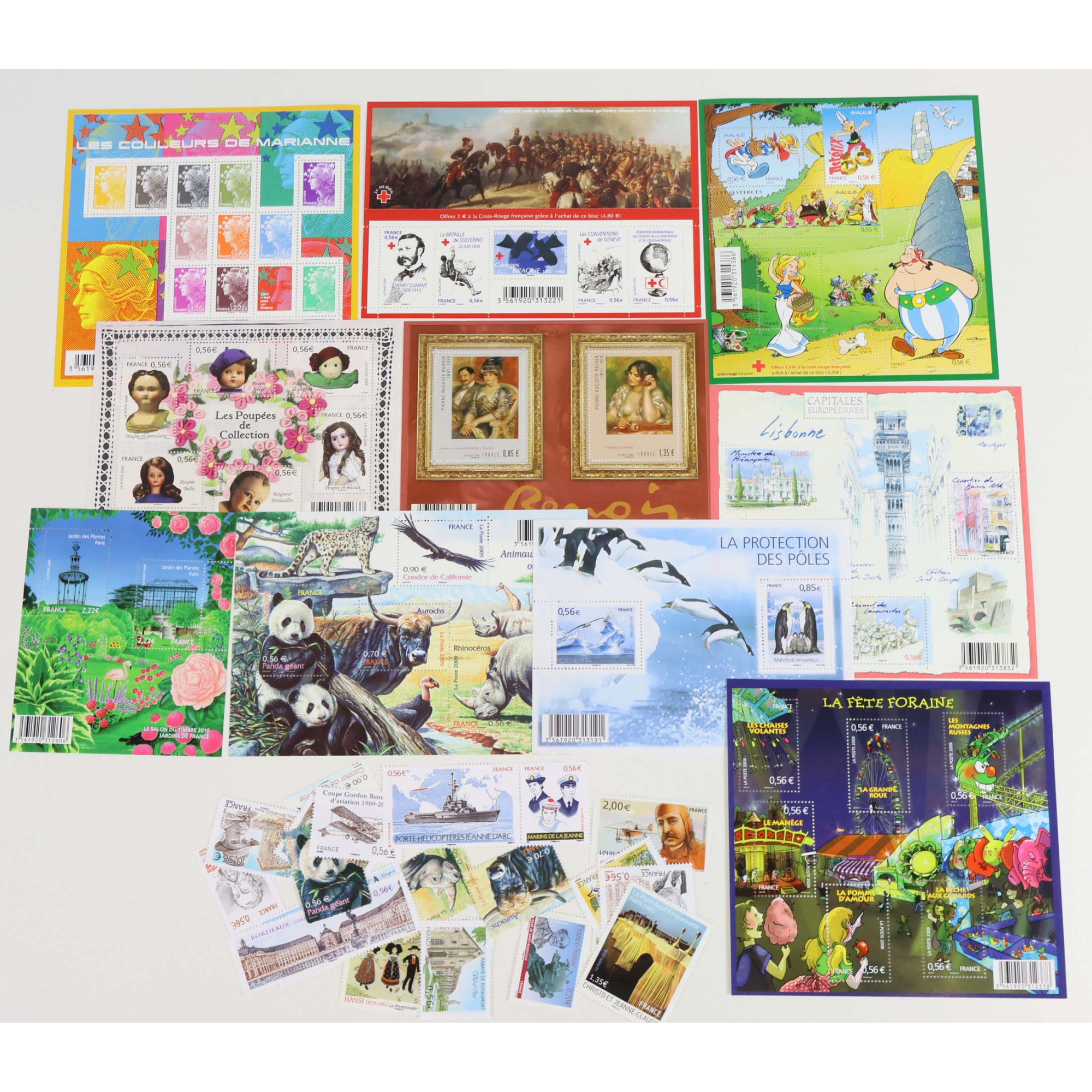FRANCE LOT ANNÉE 2009 TIMBRES/BLOCS-FEUILLETS/CARNETS DE FRANCE FACIALE 55€