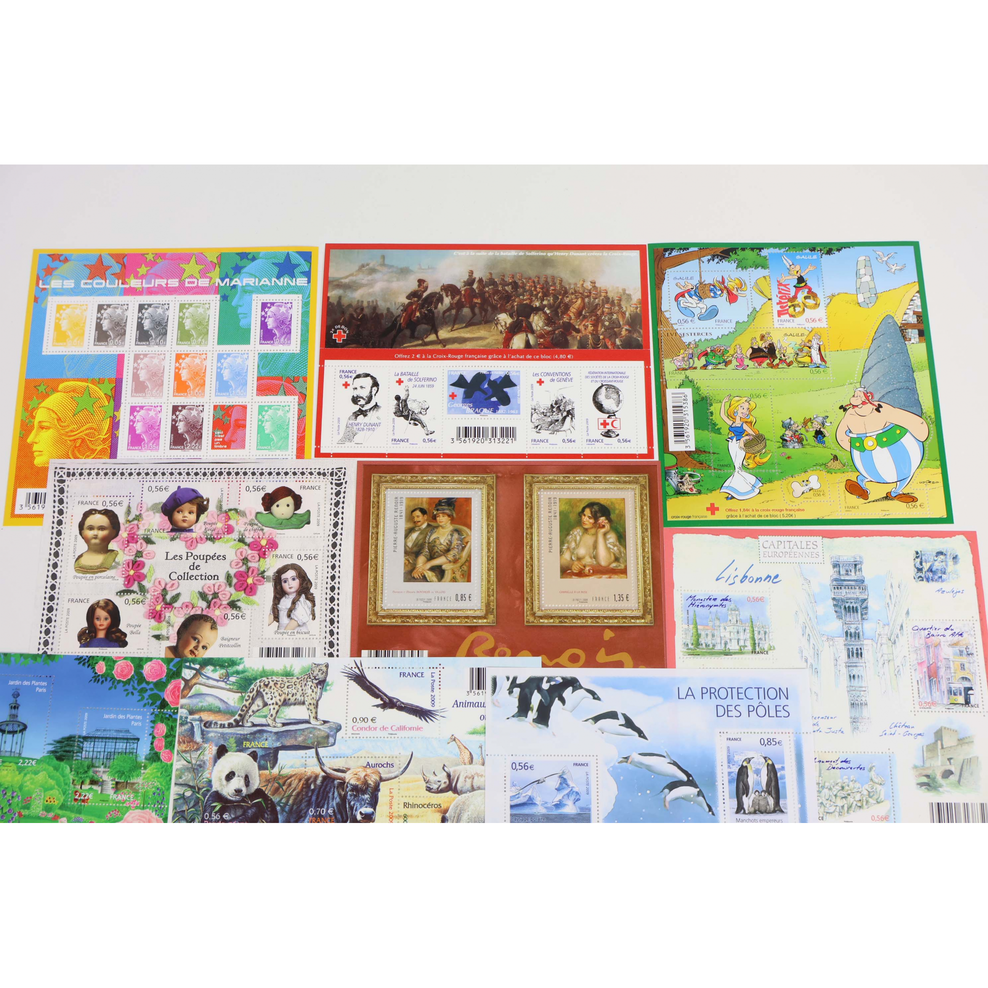 FRANCE LOT ANNÉE 2009 TIMBRES/BLOCS-FEUILLETS/CARNETS DE FRANCE FACIALE 55€