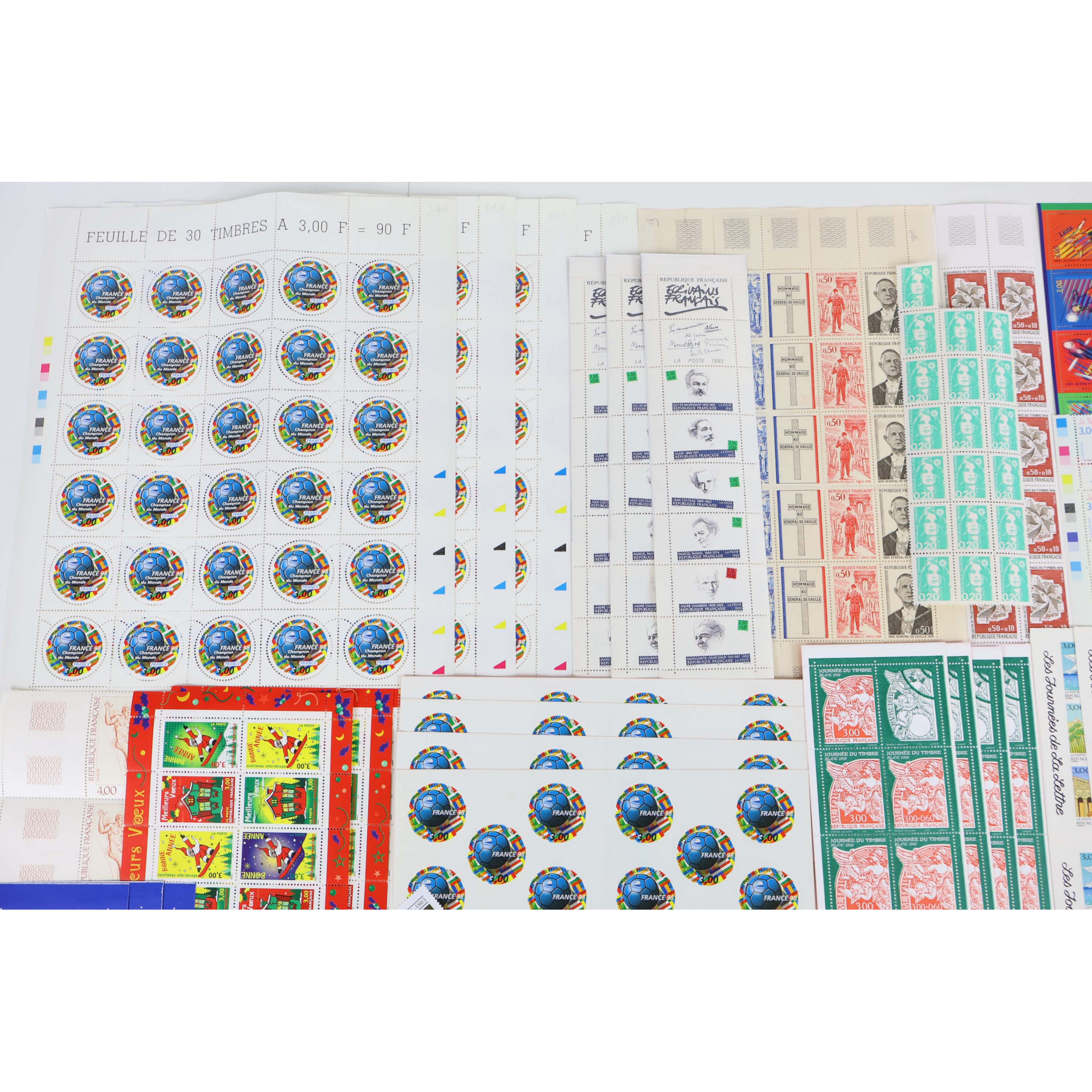 FRANCE LOT DE TIMBRES-POSTE - BLOCS-FEUILLETS-CARNETS-FEUILLES FACIALE 2480FFr