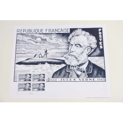 AFFICHE DE JULES VERNE DE L'ANNÉE 2022 TIMBRES NEUFS DE FRANCE AVEC DÉFAUT