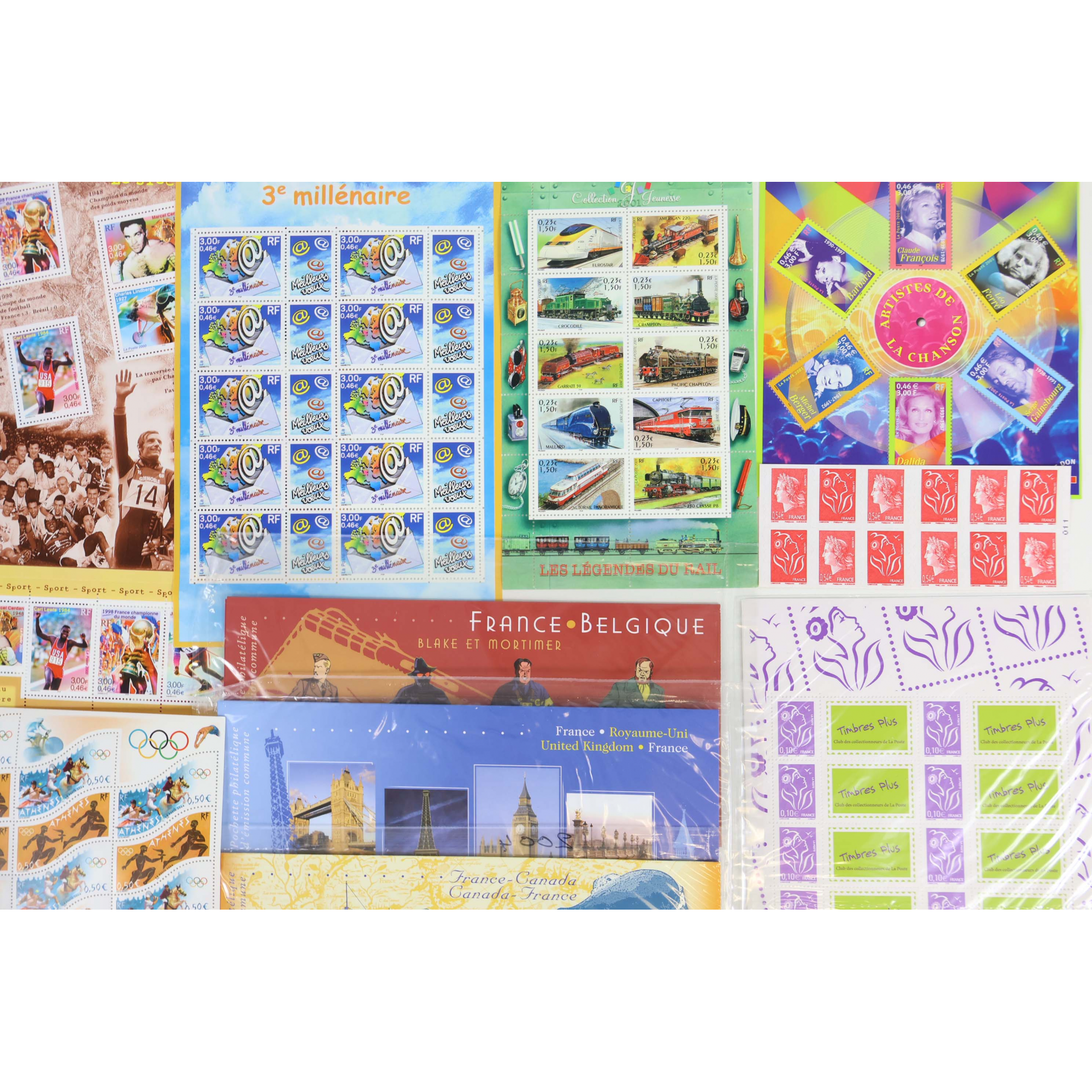 FRANCE LOT DE TIMBRES-POSTE/BLOCS-FEUILLETS EN EUROS COURRIER/COLLECTION FAC 120€