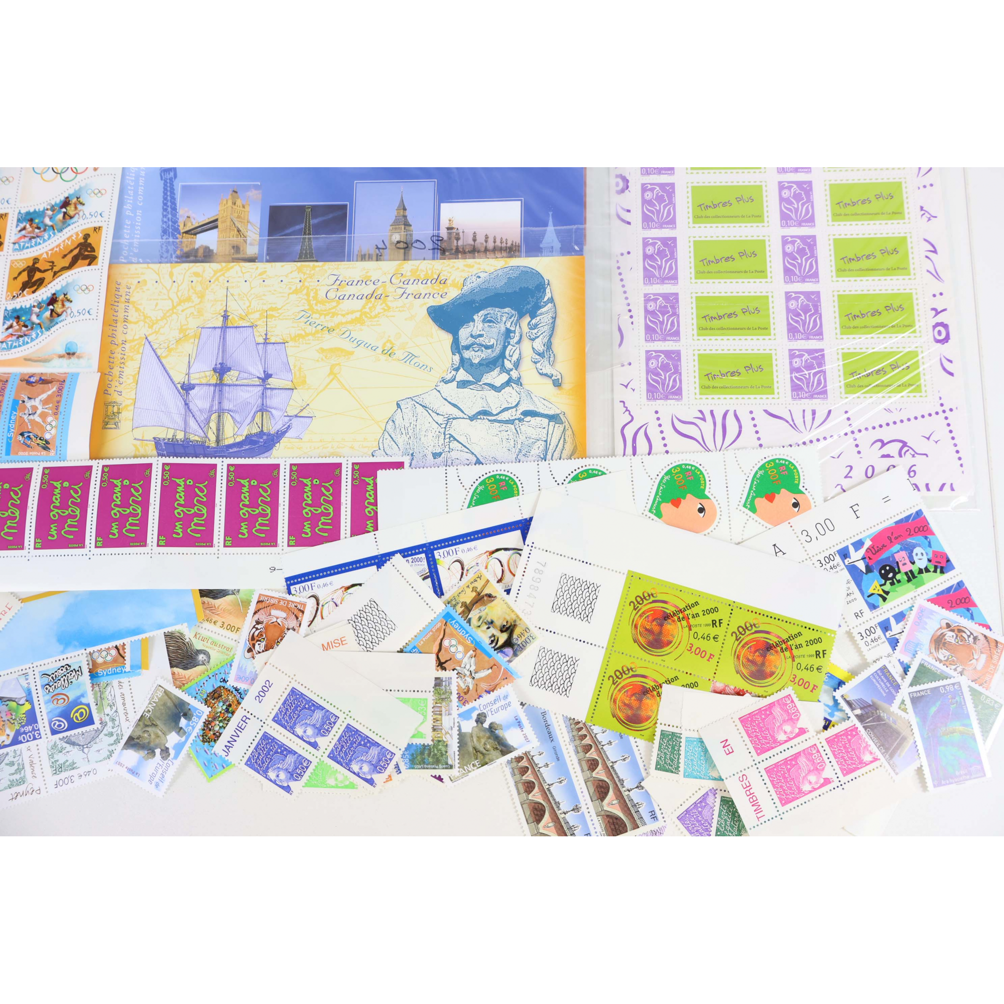 FRANCE LOT DE TIMBRES-POSTE/BLOCS-FEUILLETS EN EUROS COURRIER/COLLECTION FAC 120€
