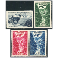 ANDORRE FRANCAIS POSTE AÉRIENNE N°1 À 4 TIMBRES NEUFS** COTE 310€ PAYSAGES