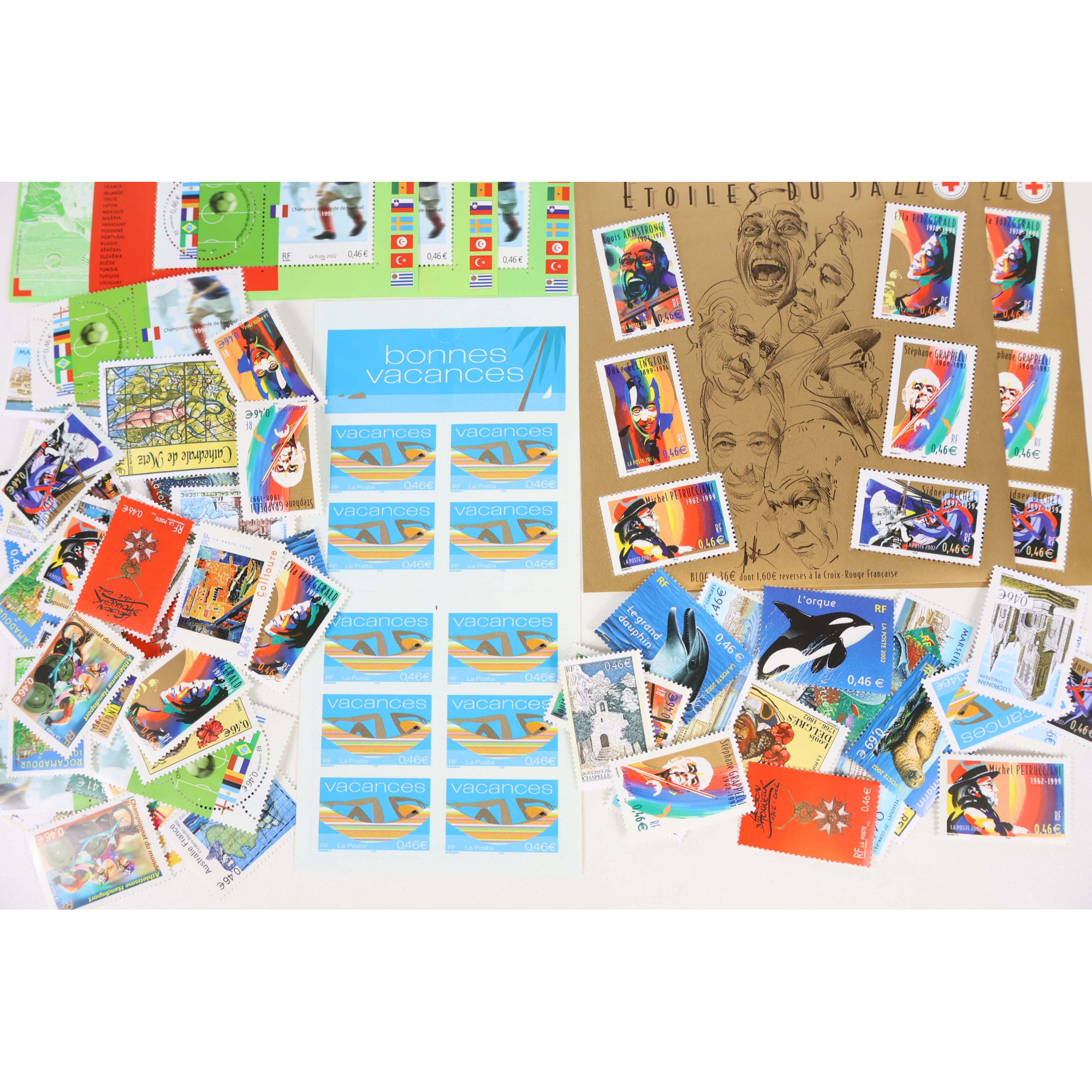 FRANCE LOT ANNÉE 2002 TIMBRES/BLOCS-FEUILLETS PLUSIEURS EXEMPLAIRES FACIALE 62€