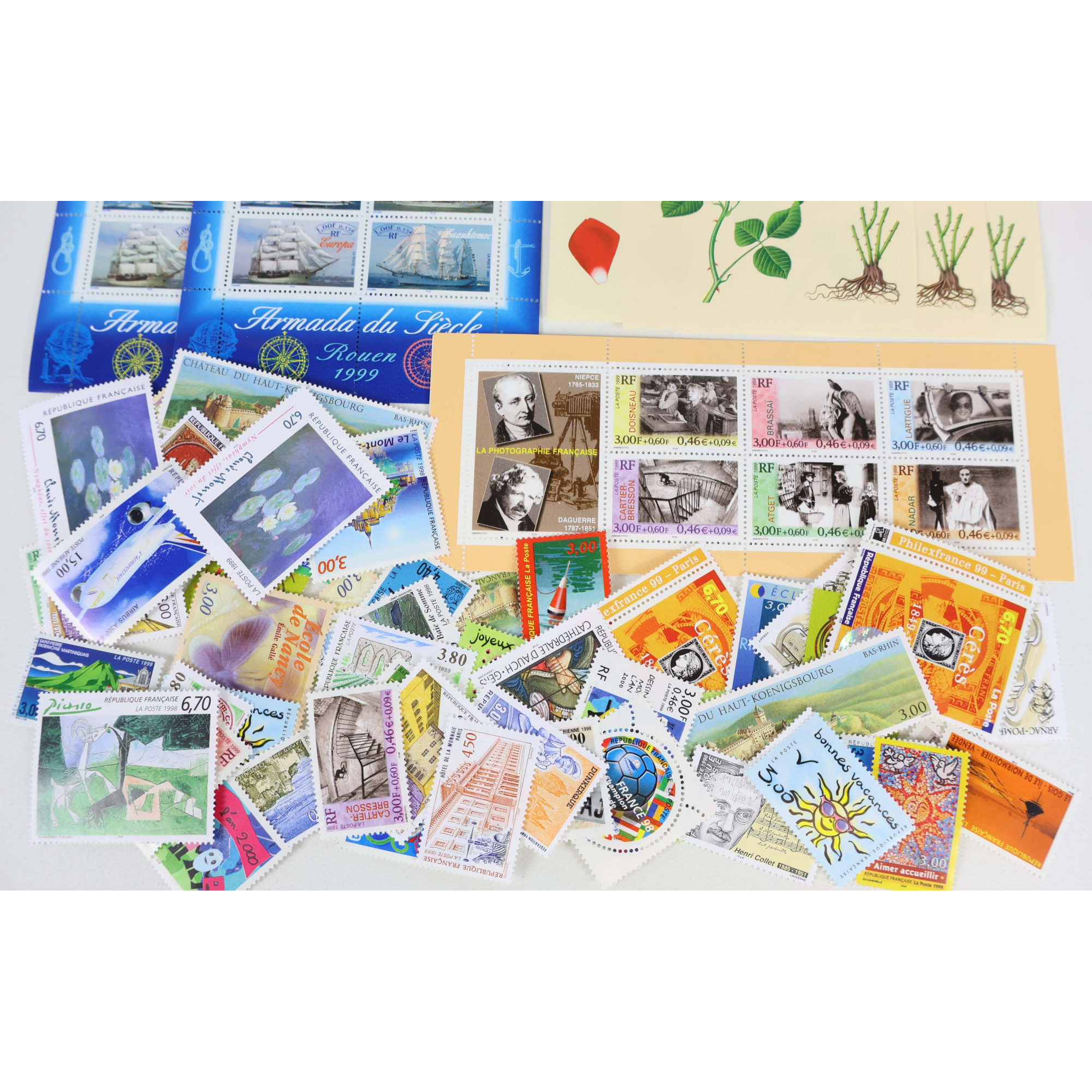 FRANCE LOT ANNÉE 1999 TIMBRES/BLOCS-FEUILLETS PLUSIEURS EXEMPLAIRES FACIALE 47€