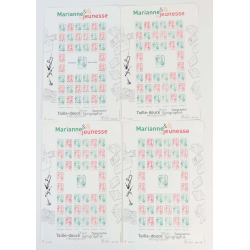 FRANCE LOT DE 4 FEUILLES N°4774A ET 4774B TIMBRES NEUFS, FEUILLES AVEC DÉFAUTS