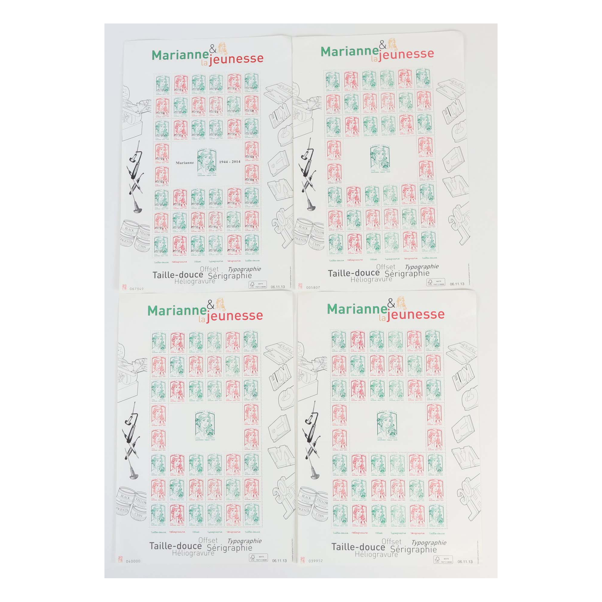 FRANCE LOT DE 4 FEUILLES N°4774A ET 4774B TIMBRES NEUFS, FEUILLES AVEC DÉFAUTS