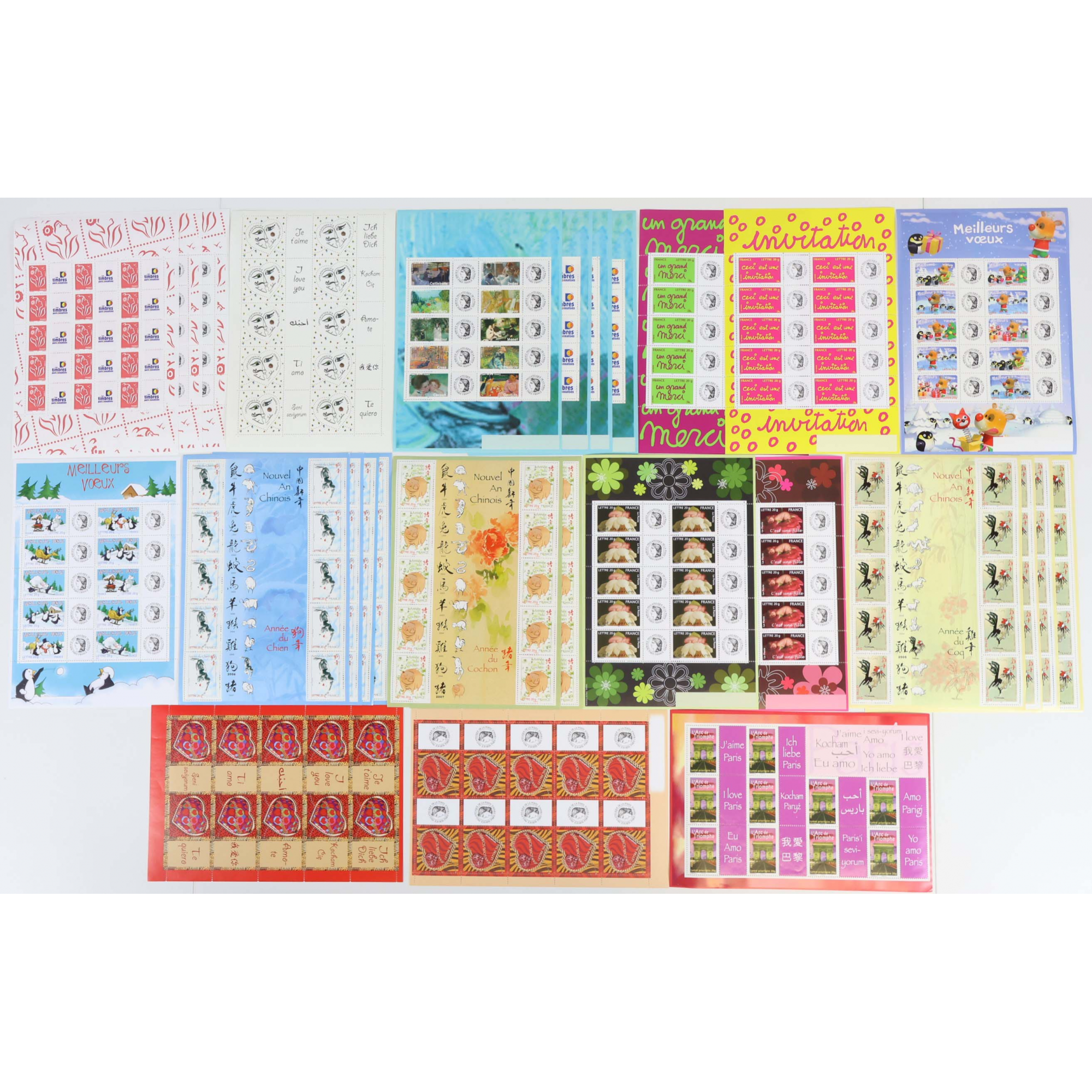 FRANCE LOT DE 285 VP BLOCS-FEUILLETS À VALIDITÉ PERMANENTE 20G, TIMBRES NEUFS**