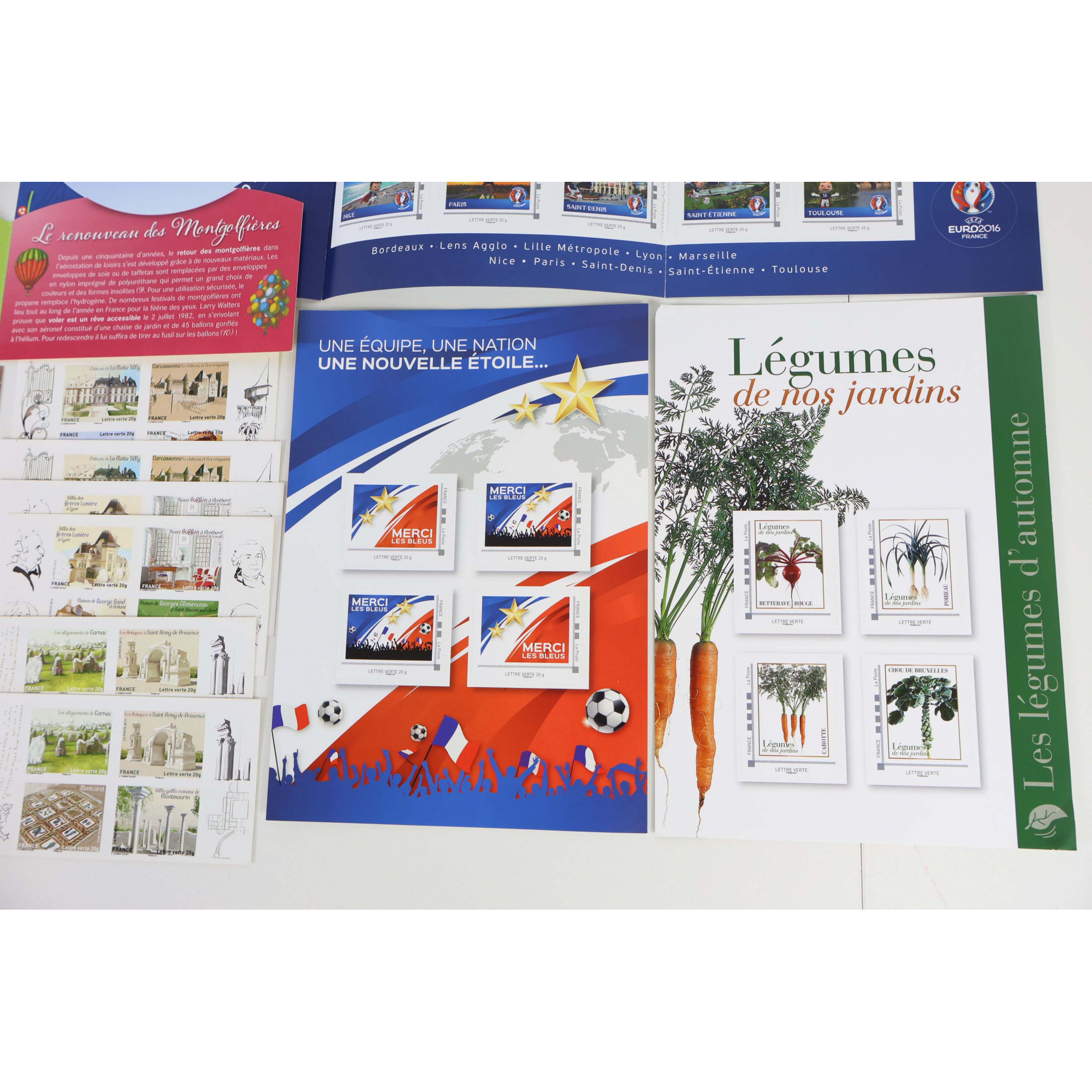 FRANCE LOT DE 55 VP LETTRES VERTES AUTOADHÉSIVES ILLUSTRÉES 20G, TIMBRES NEUFS**