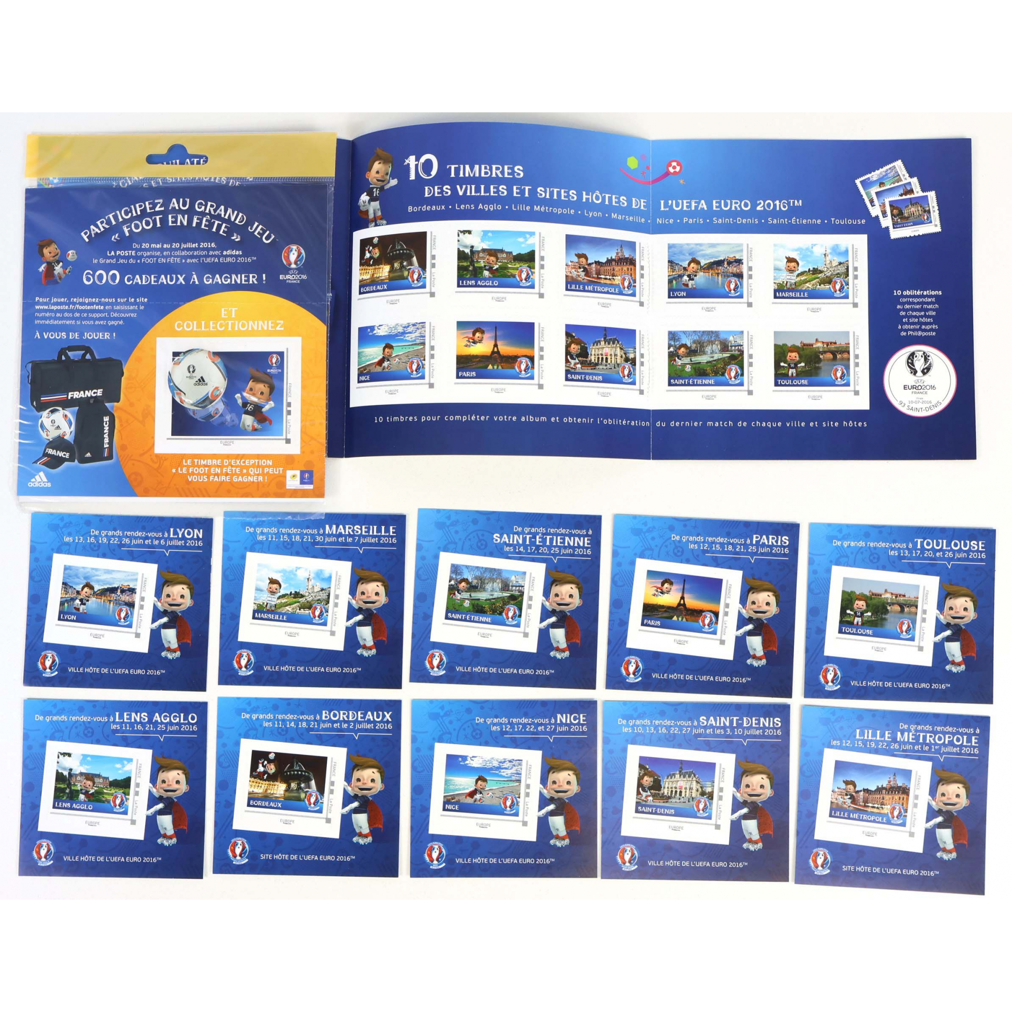 FRANCE LOT DE 21 VALIDITÉS PERMANENTES AUTOADHÉSIVES EUROPE THÉMATIQUE EURO 2016