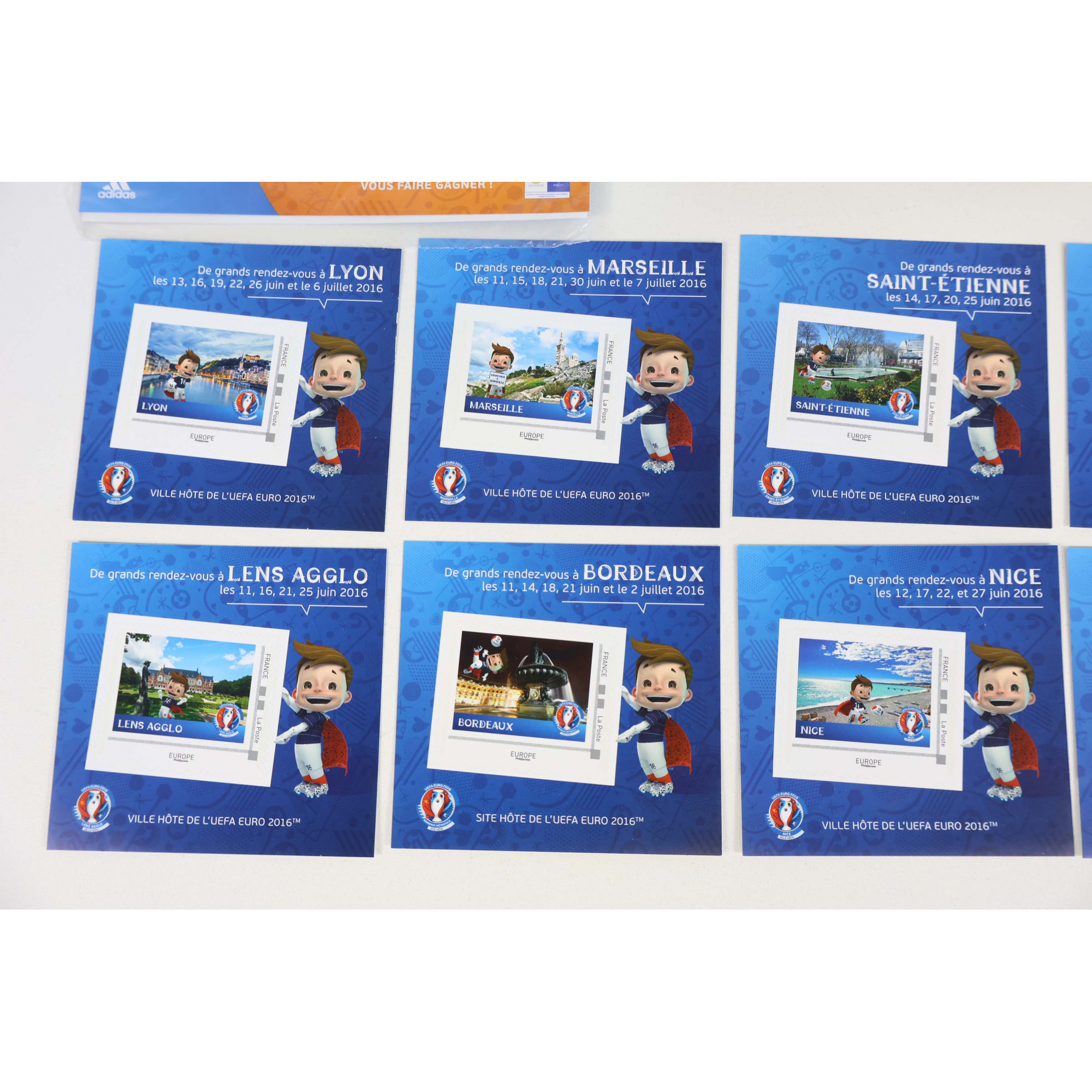 FRANCE LOT DE 21 VALIDITÉS PERMANENTES AUTOADHÉSIVES EUROPE THÉMATIQUE EURO 2016